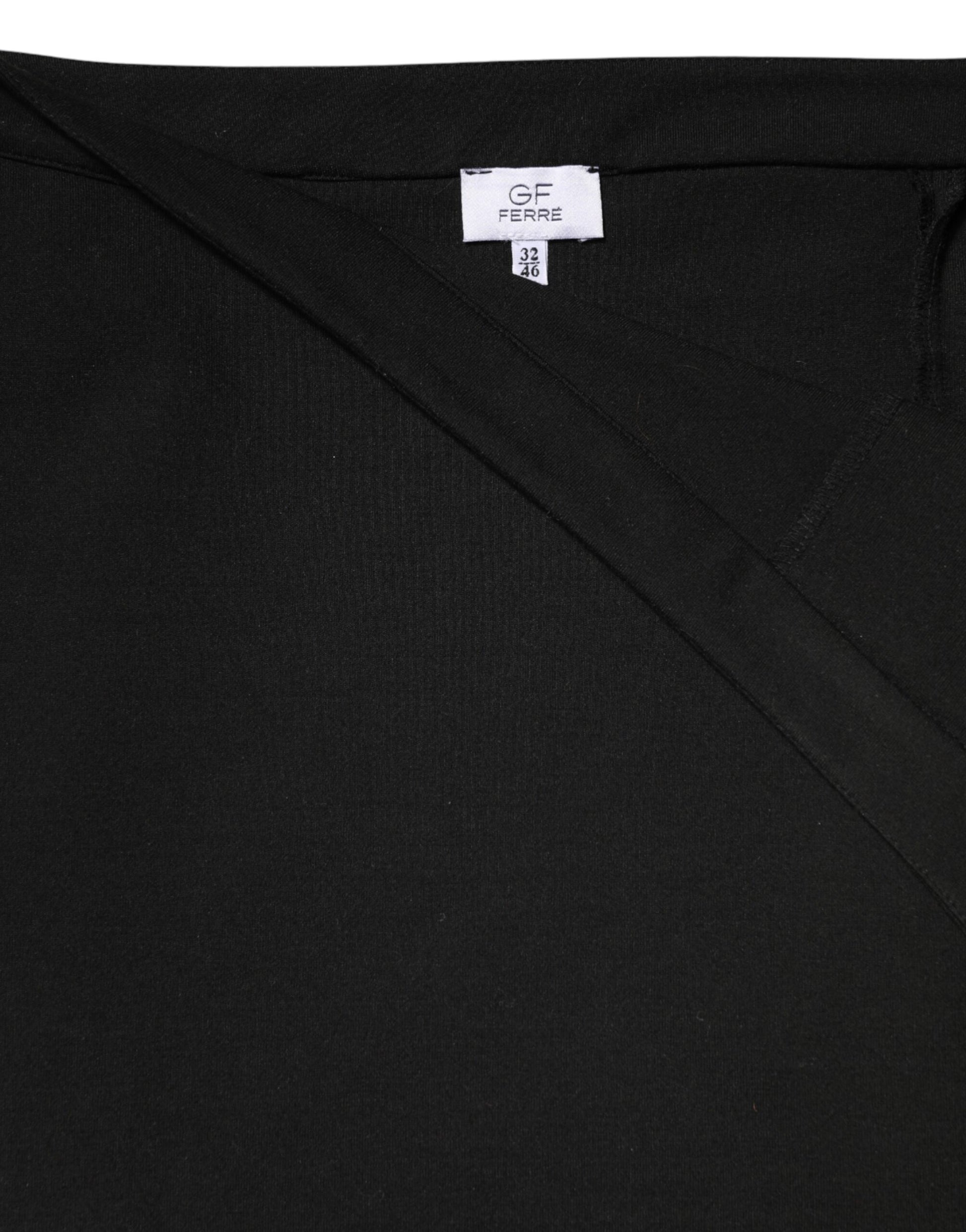 GF Ferre Black Polyester Pencil Cut Knee Length Women Skirt | Regal Royce