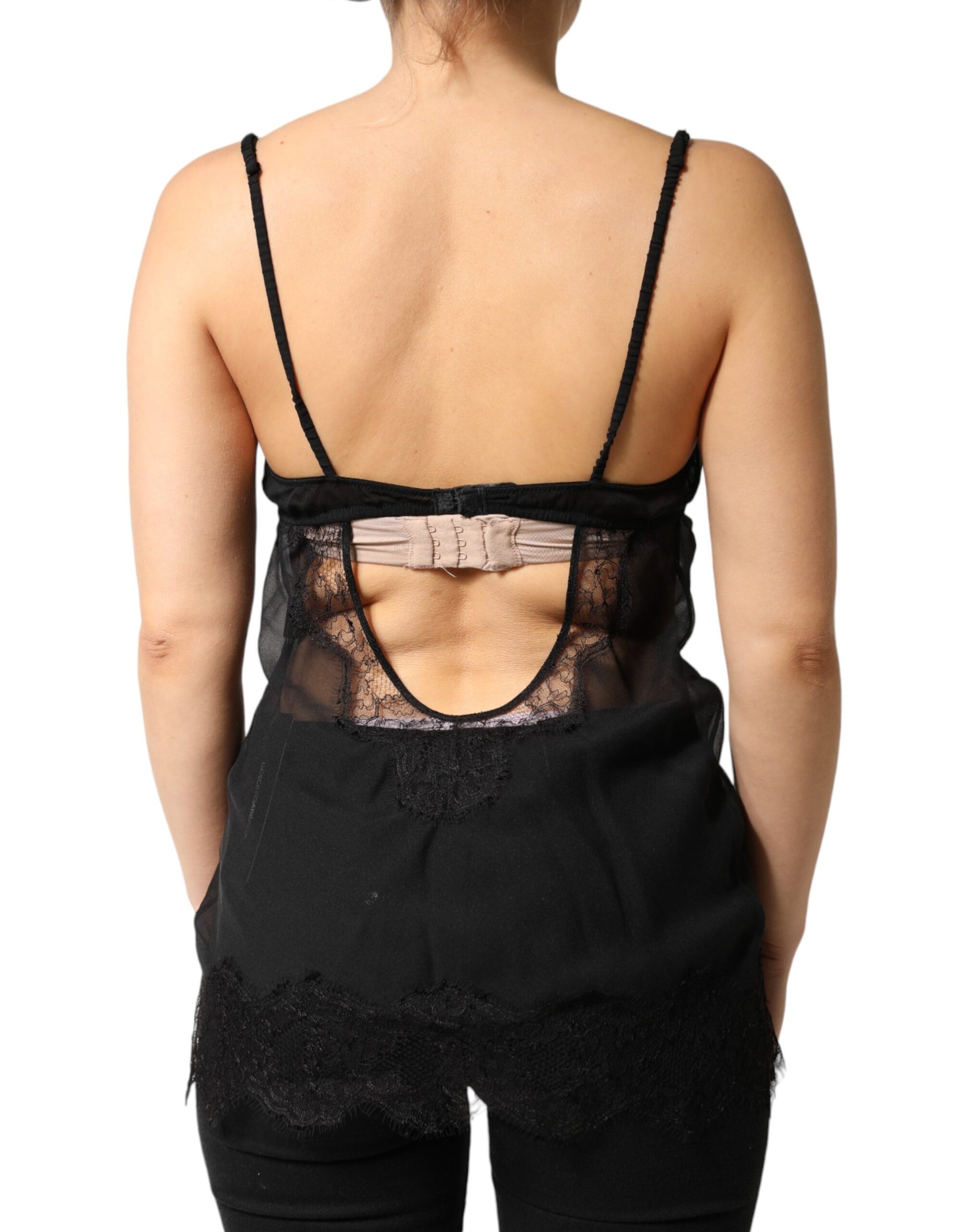Dolce & Gabbana Black Silk Floral Lace Chemise Lingerie Top | Regal Royce