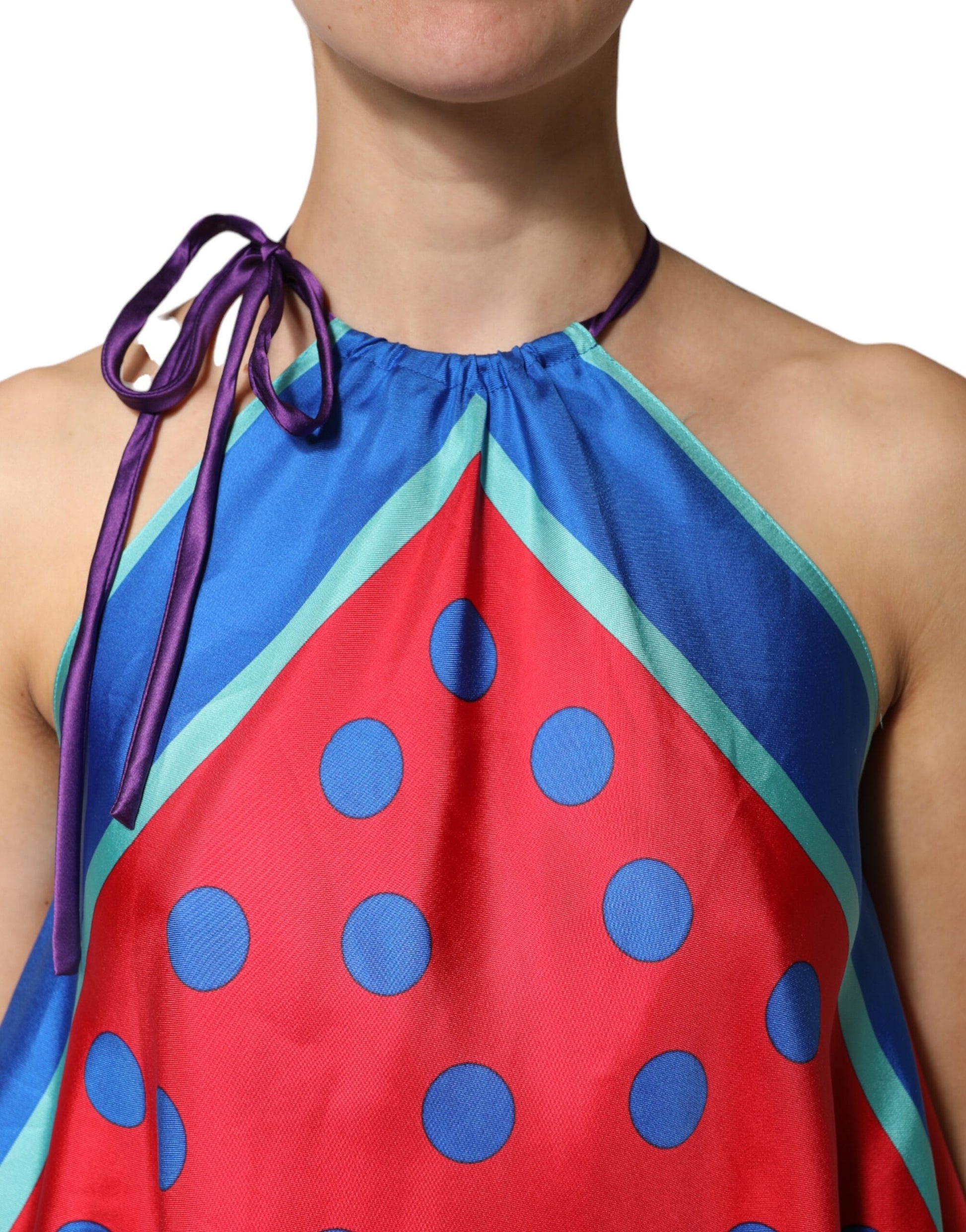 Dolce & Gabbana Multicolor Polka Dot Tie Halter Blouse  Top | Regal Royce