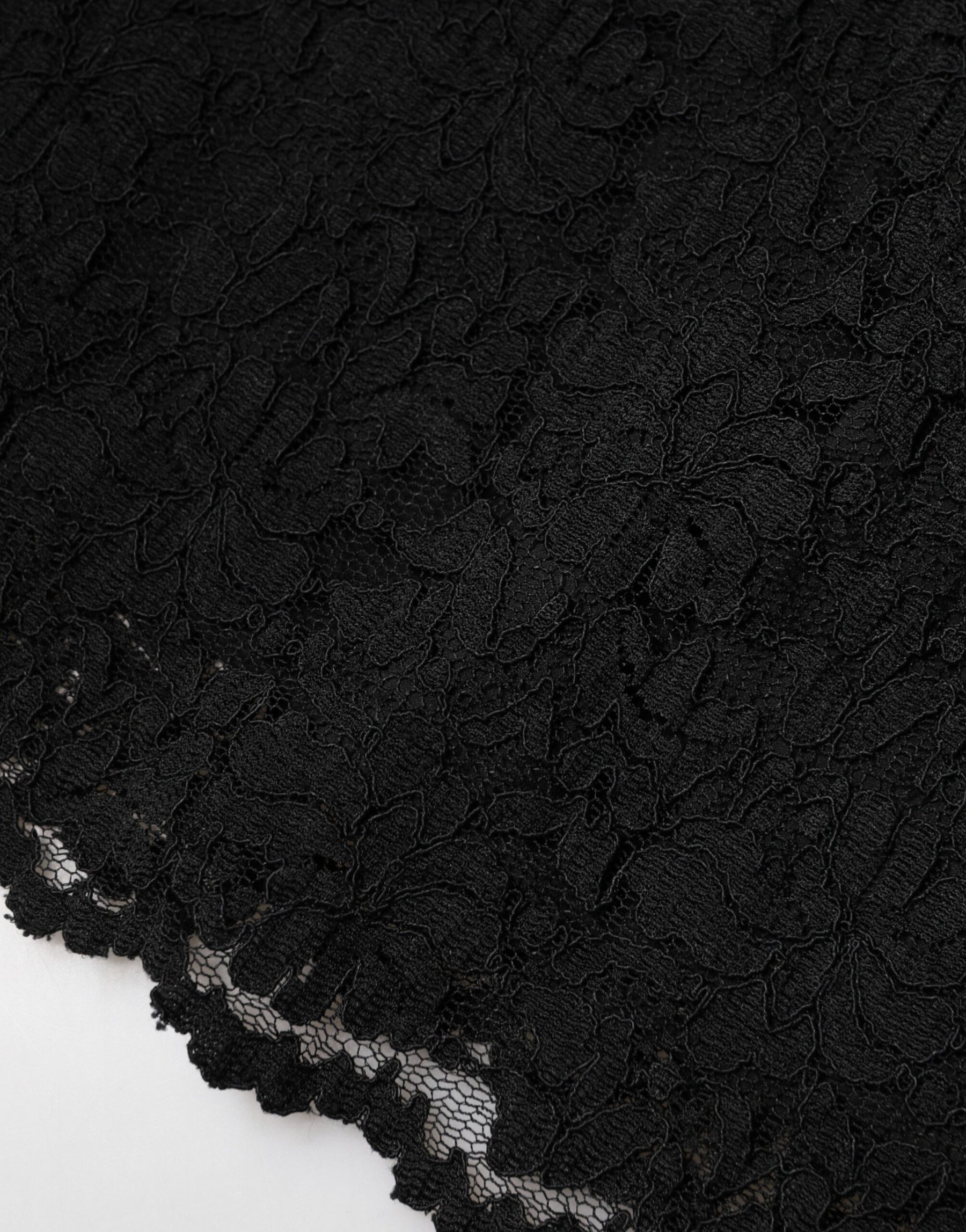 Dolce & Gabbana Black Floral Lace Silk Round Neck Blouse Top | Regal Royce