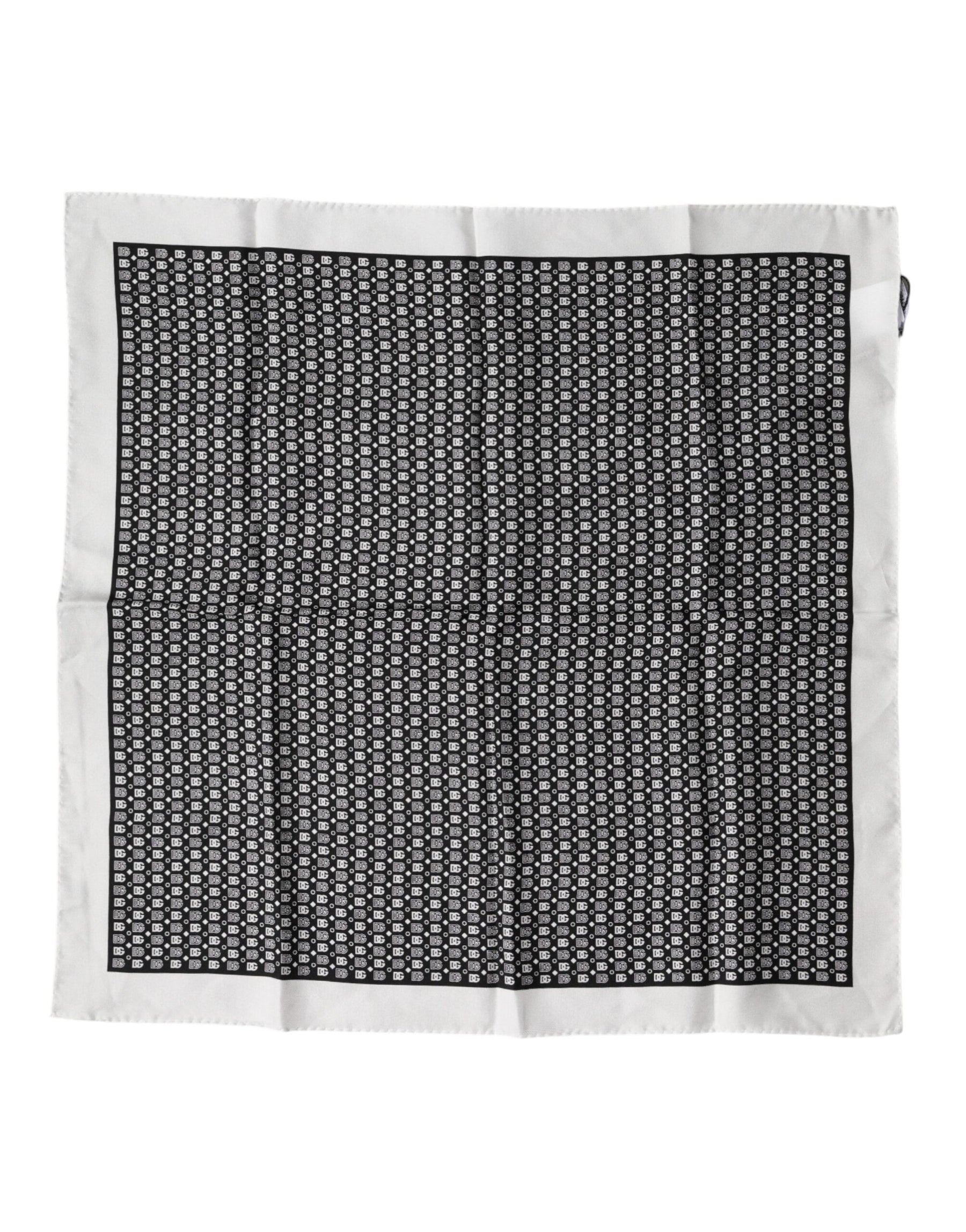 Dolce & Gabbana White Black Patterned Square Foulard Scarf | Regal Royce