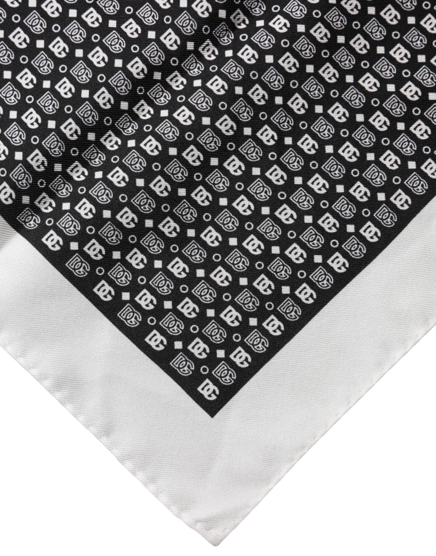 Dolce & Gabbana White Black Patterned Square Foulard Scarf | Regal Royce