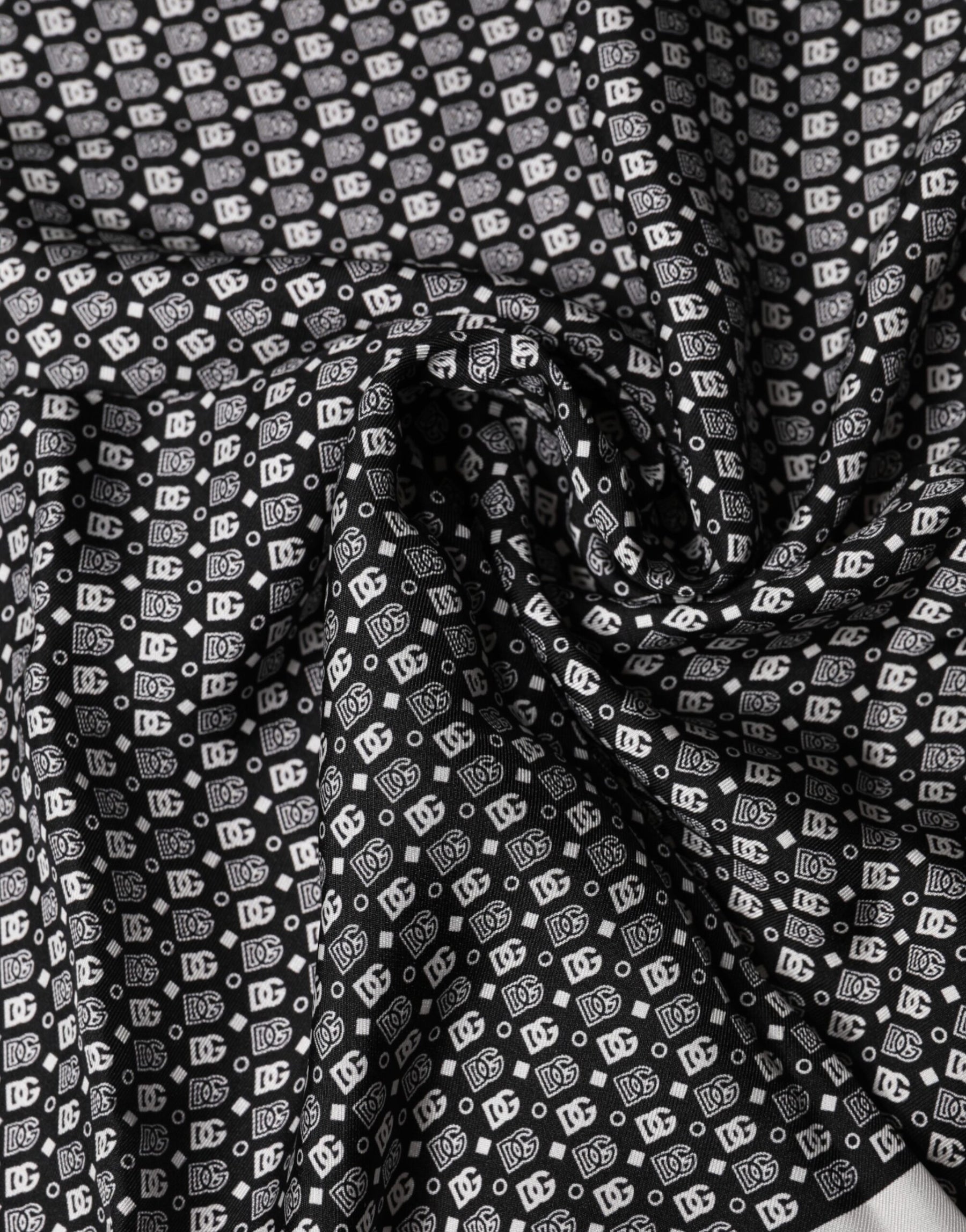 Dolce & Gabbana White Black Patterned Square Foulard Scarf | Regal Royce