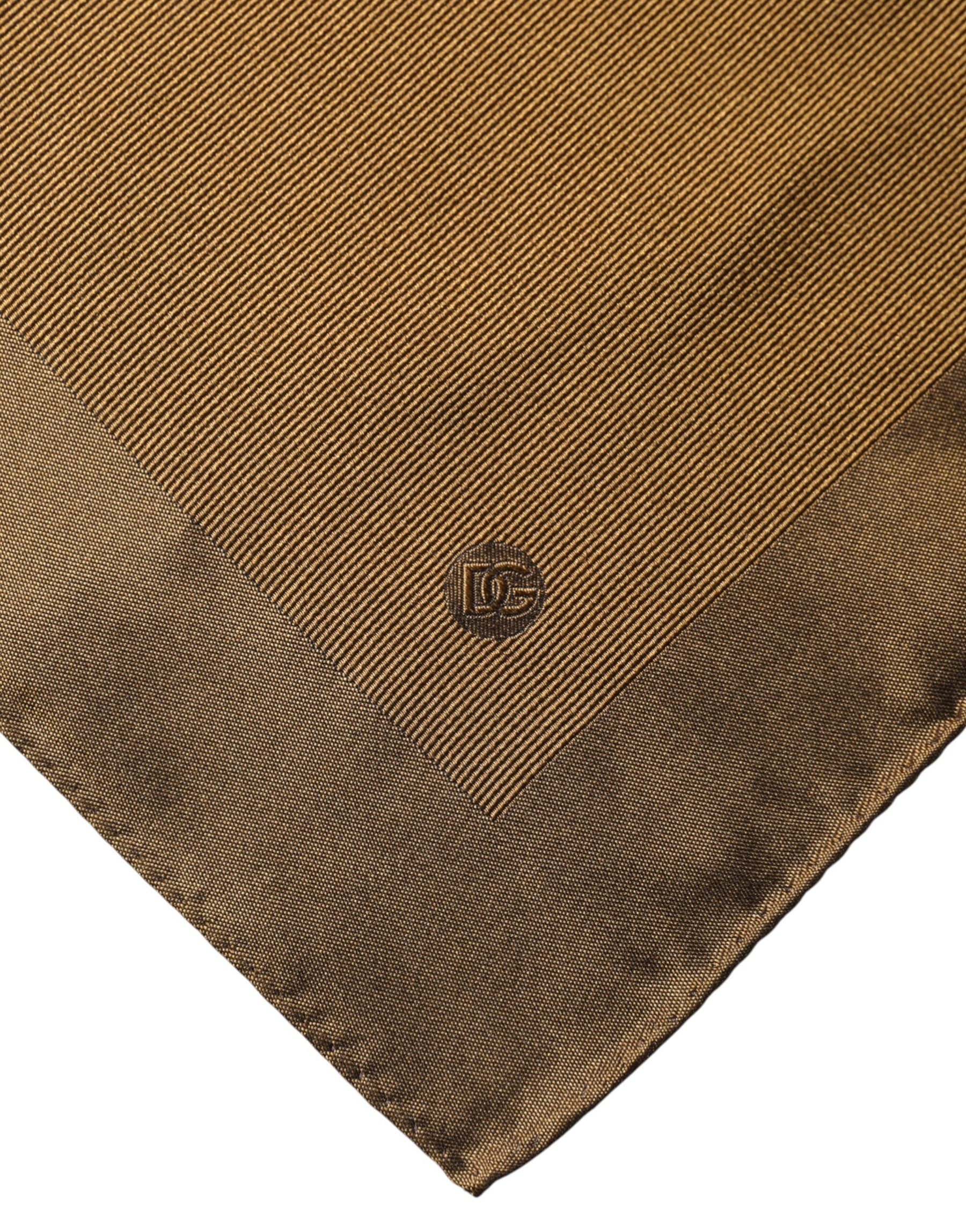 Dolce & Gabbana Brown Logo Silk Men Square Handkerchief Scarf | Regal Royce