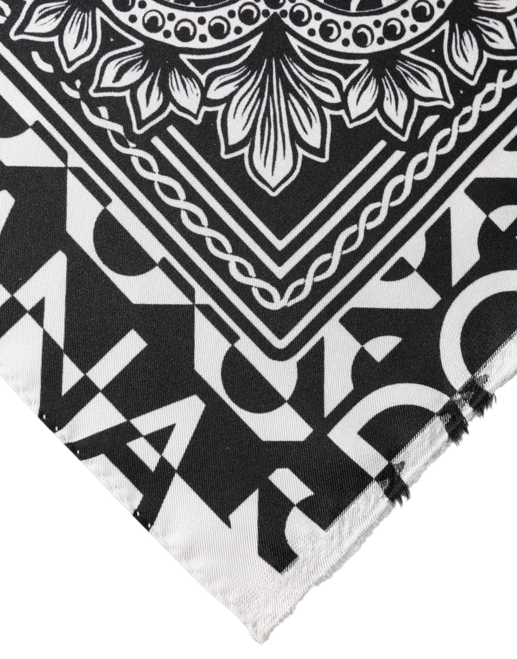 Dolce & Gabbana Black Bandana Print Silk Neck Foulard Scarf | Regal Royce
