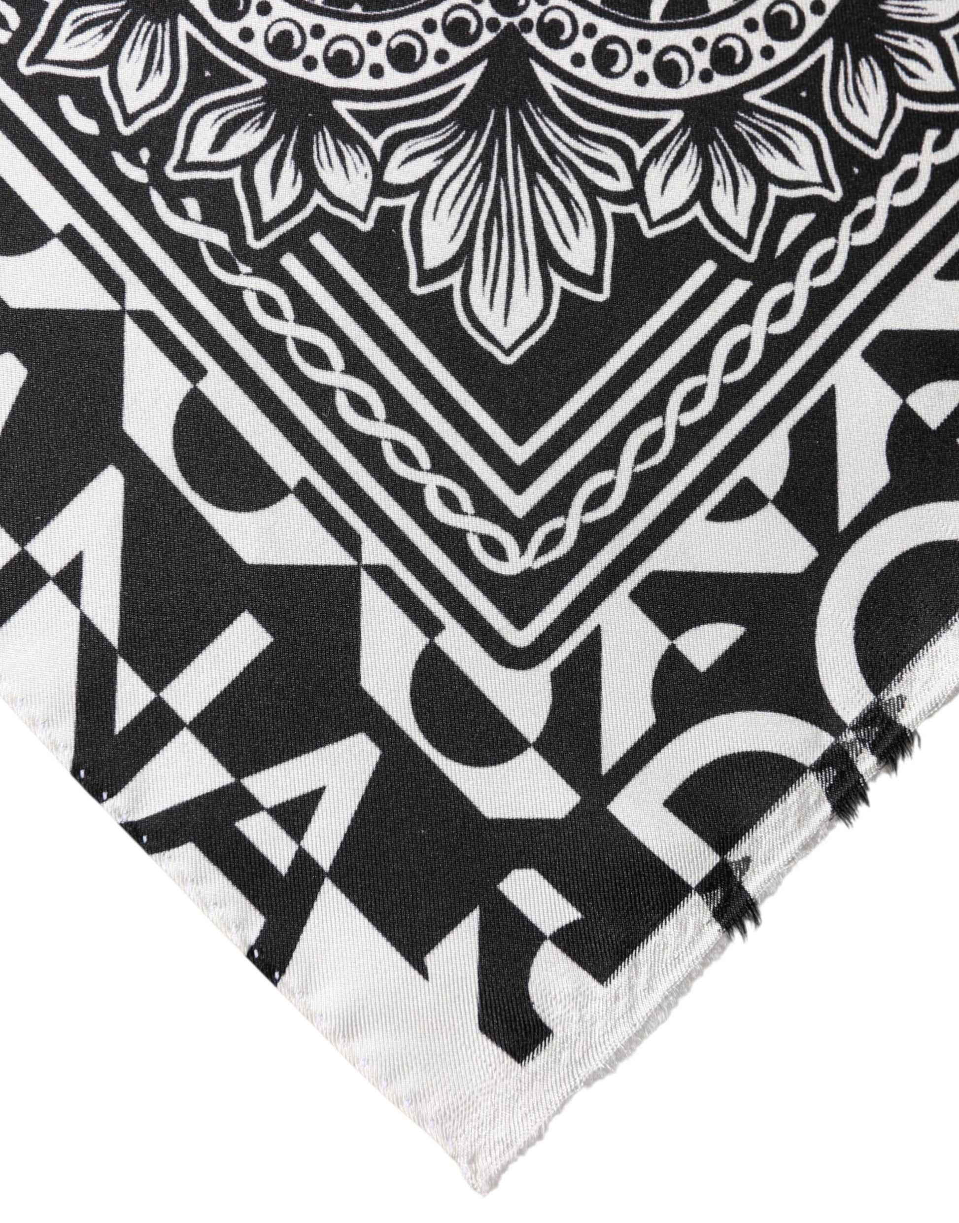 Dolce & Gabbana Black Bandana Print Silk Neck Foulard Scarf | Regal Royce