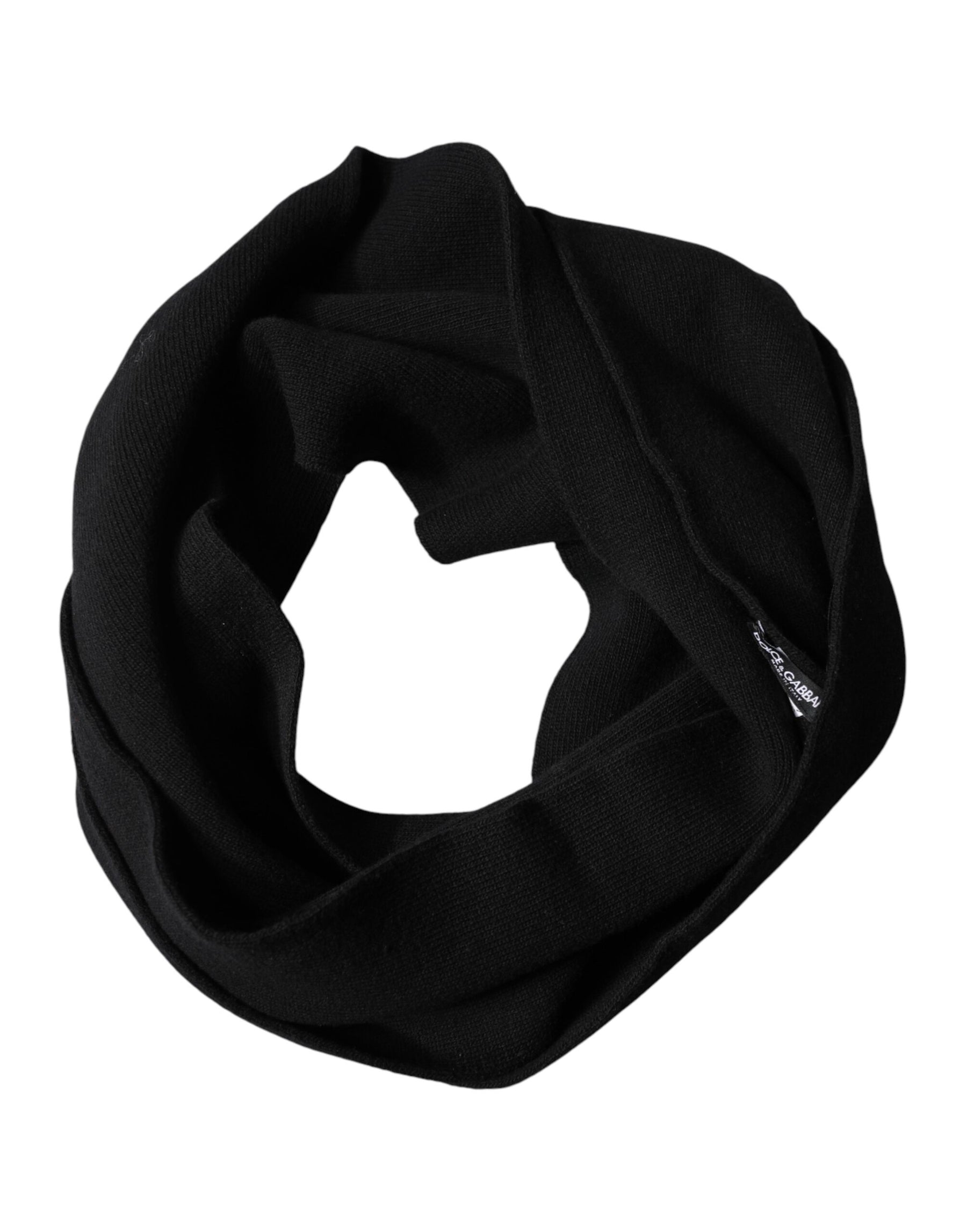 Dolce & Gabbana Black Wool Knitted Neck Wrap Foulard  Scarf | Regal Royce