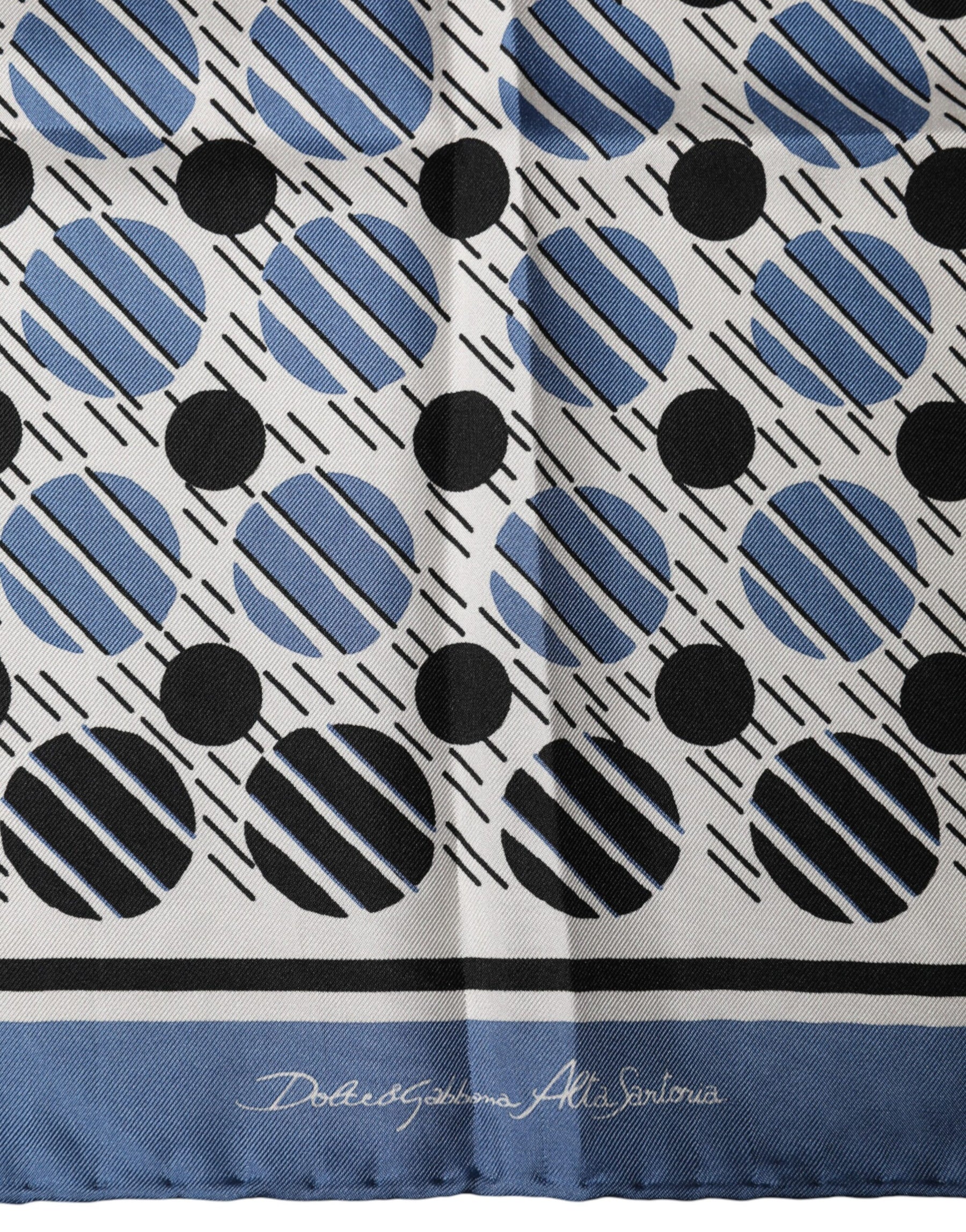 Dolce & Gabbana Blue Dotted Silk Square Foulard 66cm Scarf | Regal Royce