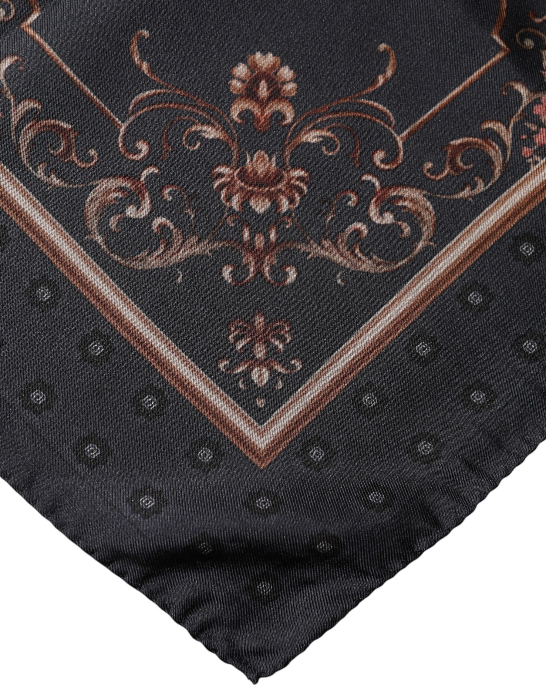 Dolce & Gabbana Black Patterned Square Foulard Scarf | Regal Royce