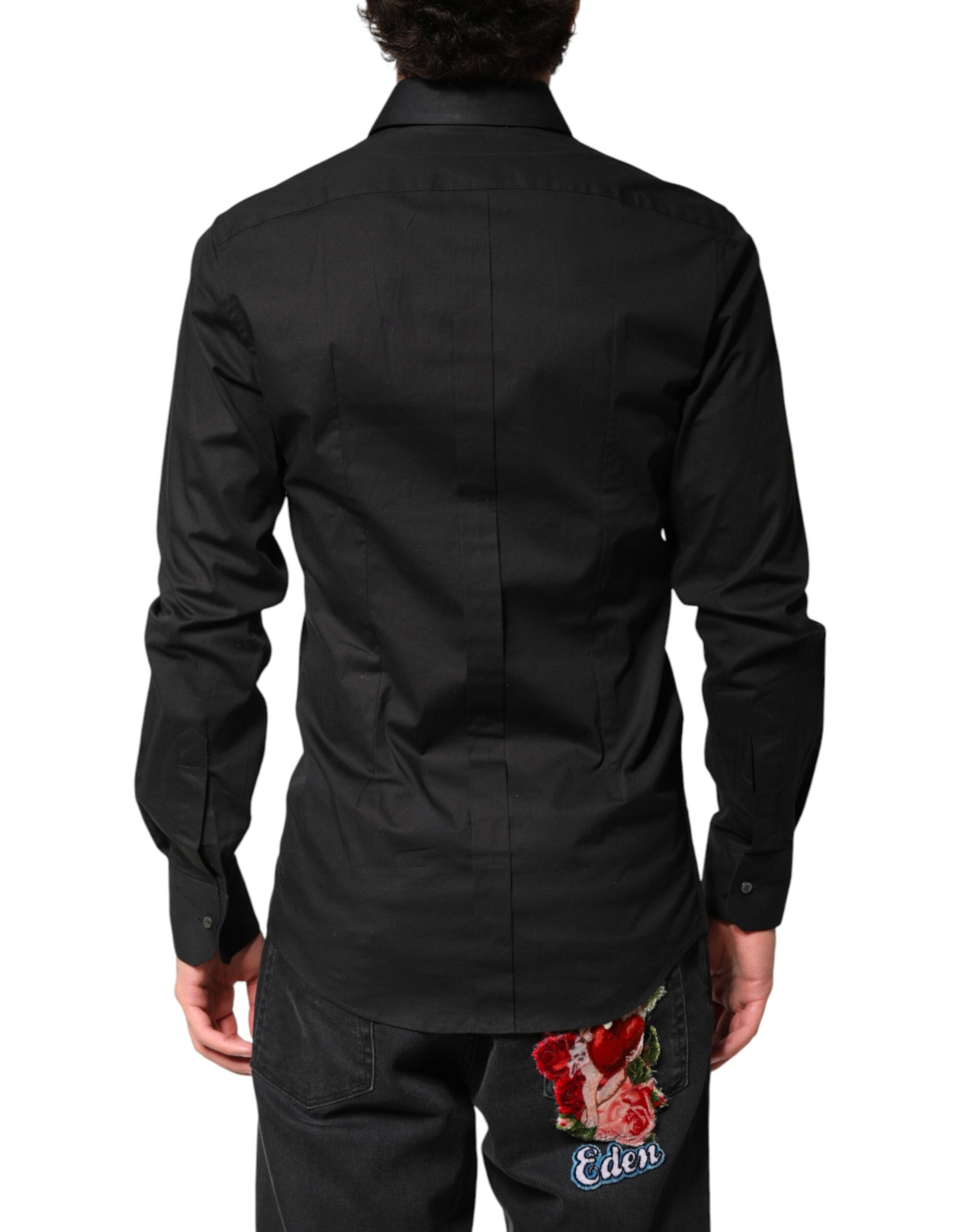 Dolce & Gabbana Black GOLD Cotton Men Dress Formal Shirt | Regal Royce