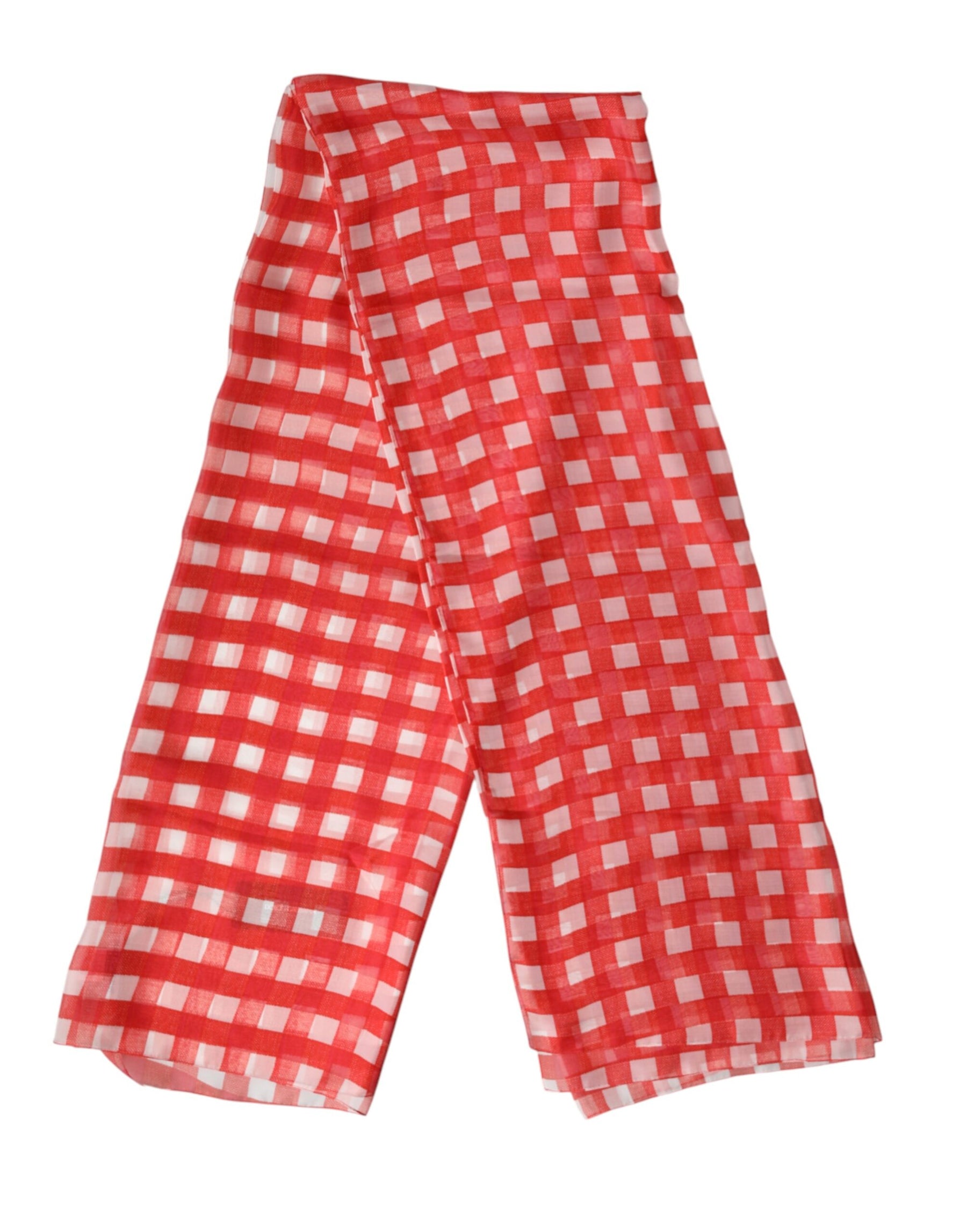 Dolce & Gabbana Red Checkered Stole Neck Wrap Shawl Scarf | Regal Royce