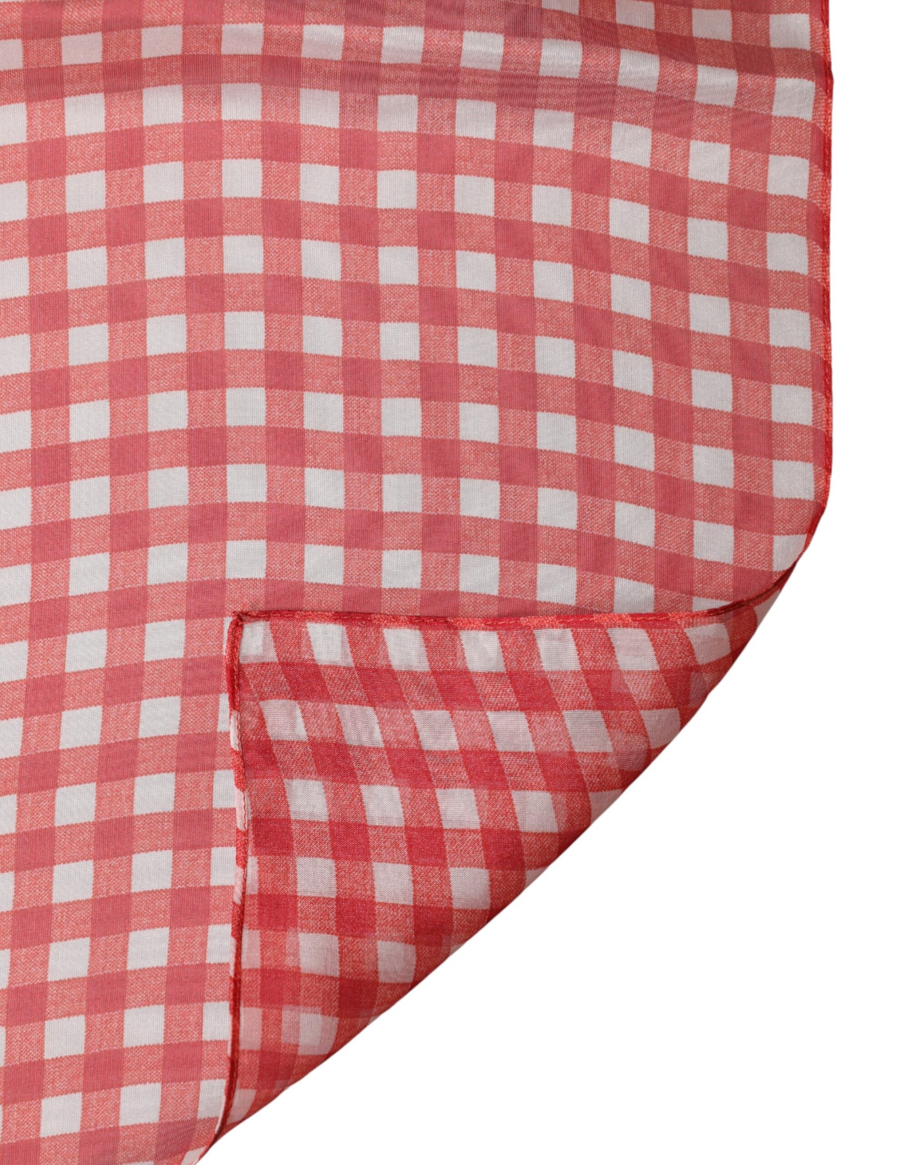 Dolce & Gabbana Red Checkered Silk Neck Wrap Shawl Scarf | Regal Royce