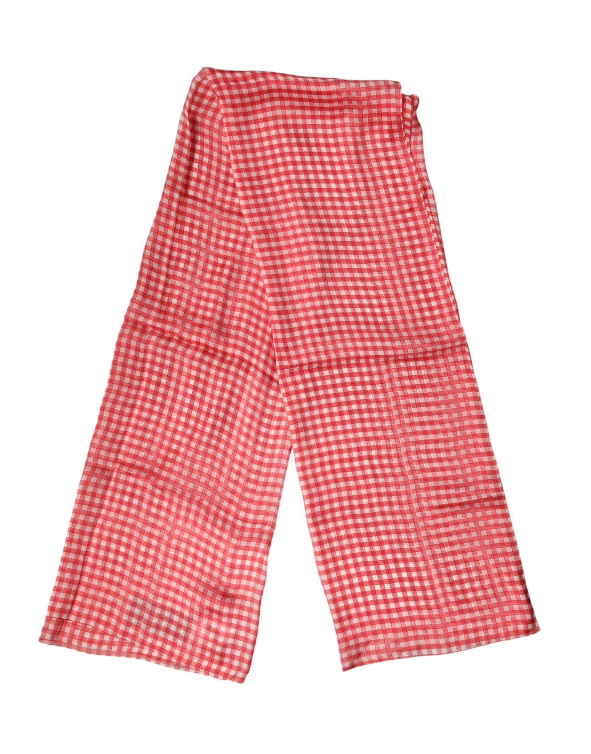 Dolce & Gabbana Red Checkered Plaid Neck Wrap Shawl  Scarf | Regal Royce