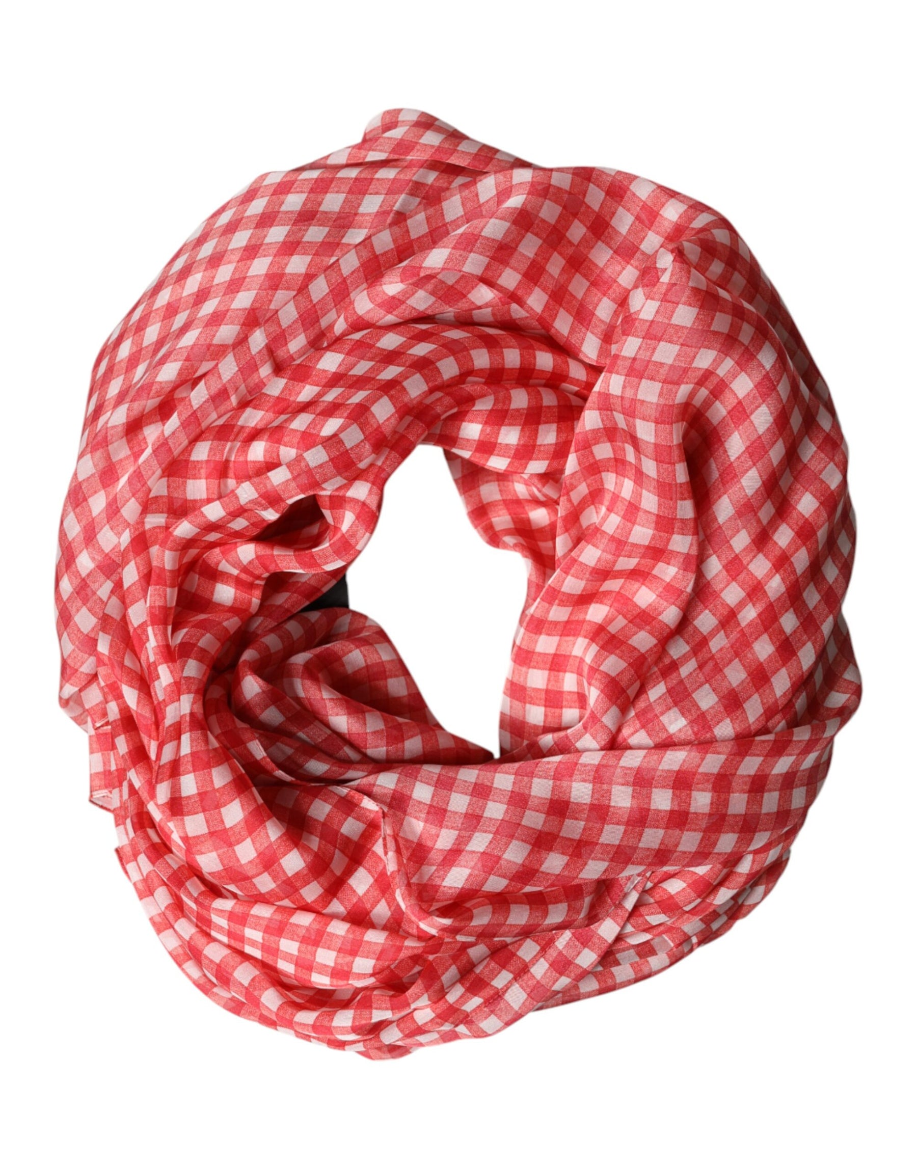 Dolce & Gabbana Red Checkered Plaid Neck Wrap Shawl  Scarf | Regal Royce