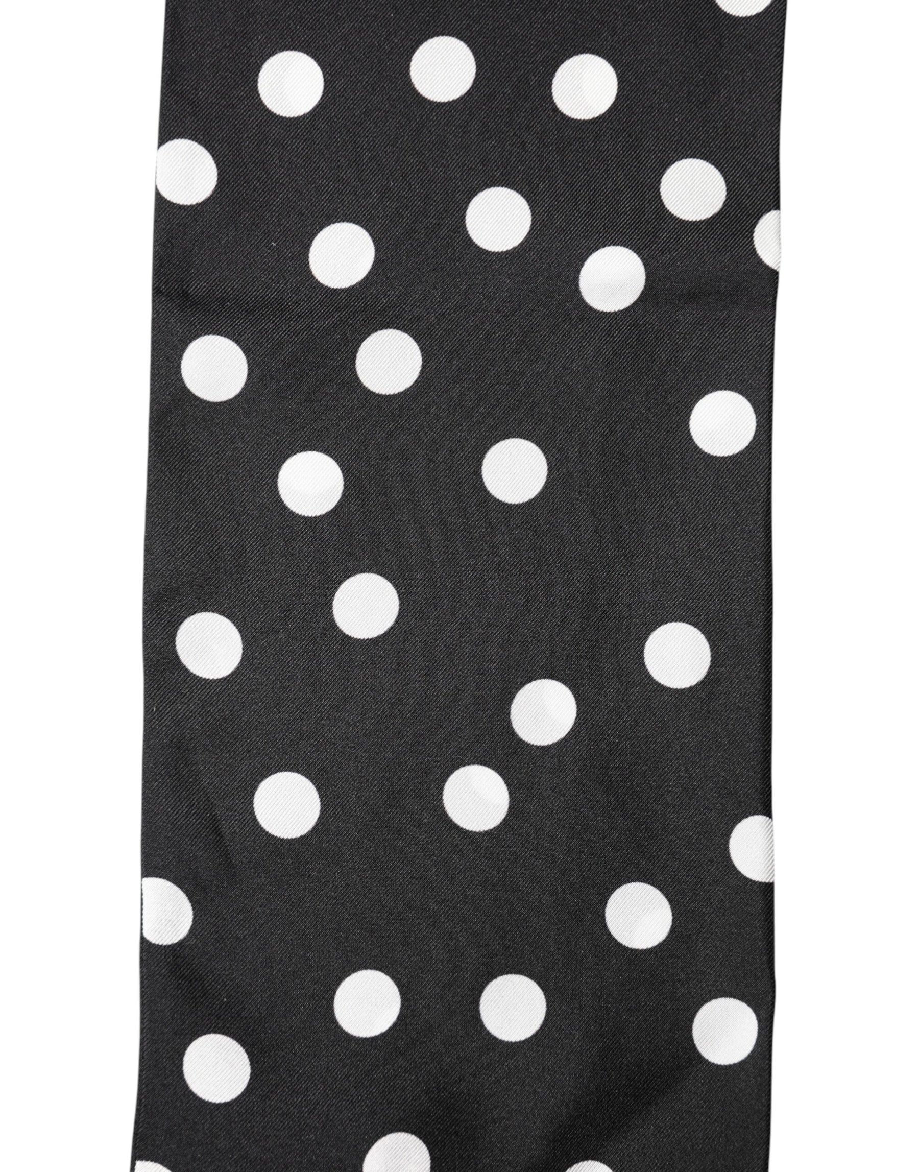 Dolce & Gabbana Scarf Black Polka Dot Silk Neck Wrap Foulard | Regal Royce