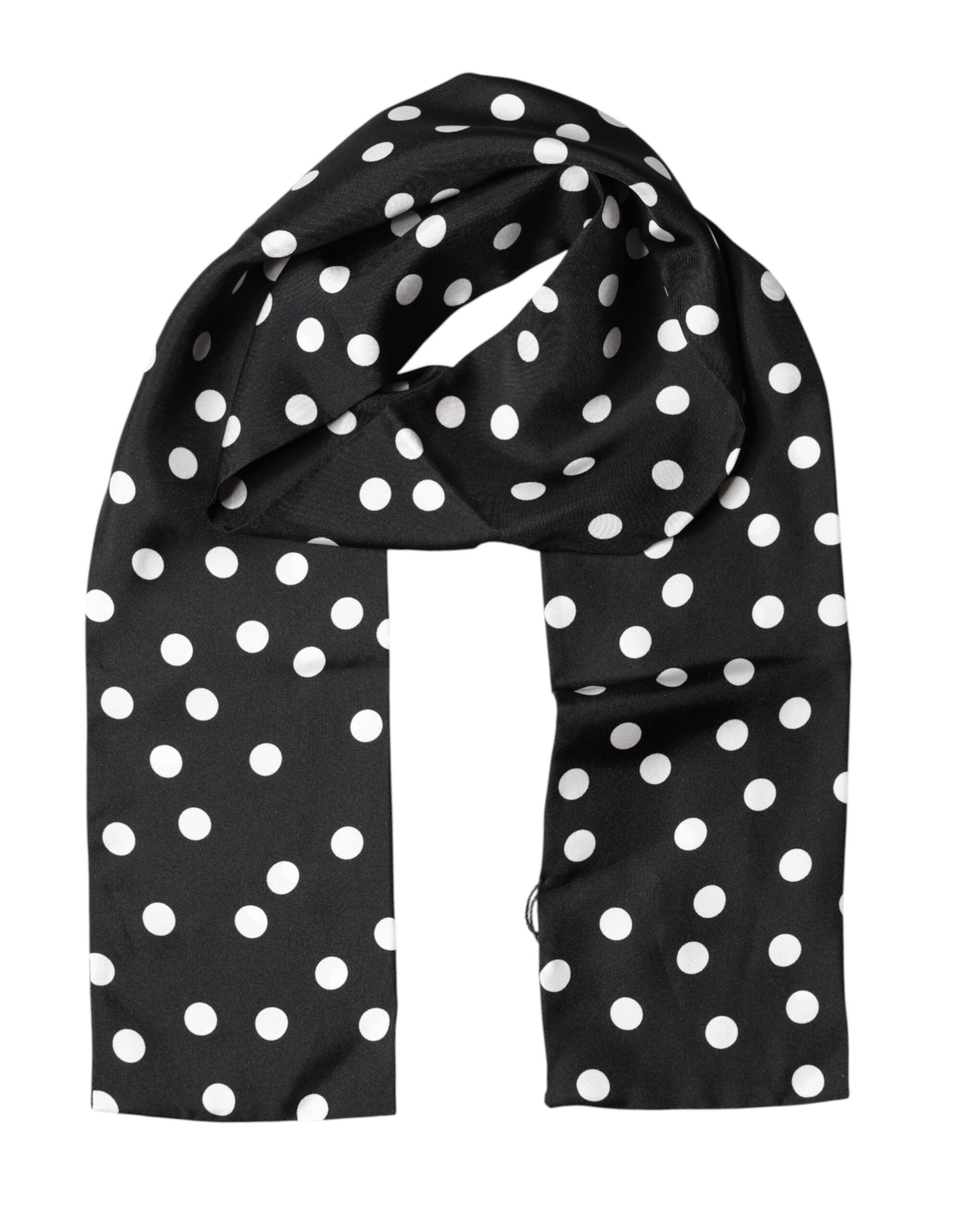 Dolce & Gabbana Scarf Black Polka Dot Silk Neck Wrap Foulard | Regal Royce