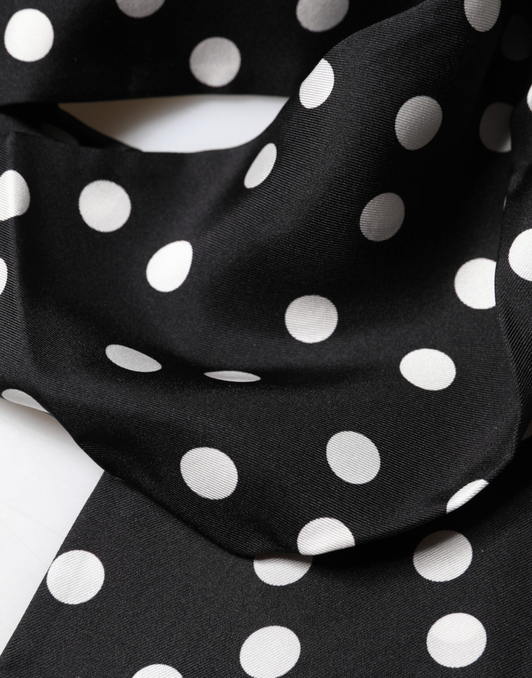 Dolce & Gabbana Scarf Black Polka Dot Silk Neck Wrap Foulard | Regal Royce