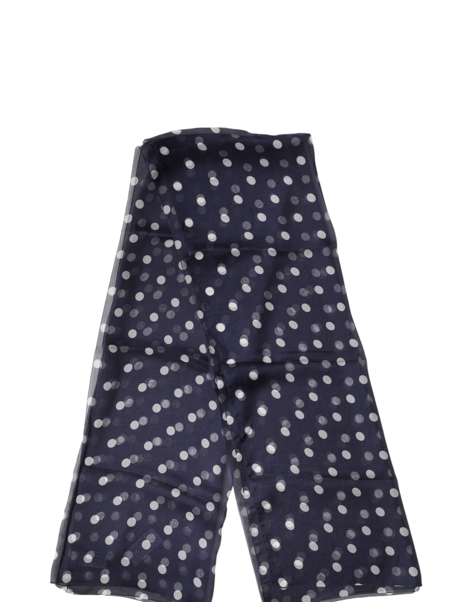 Dolce & Gabbana Blue Polka Dot Silk Neck Wrap Shawl 205cm x 132cm Scarf | Regal Royce