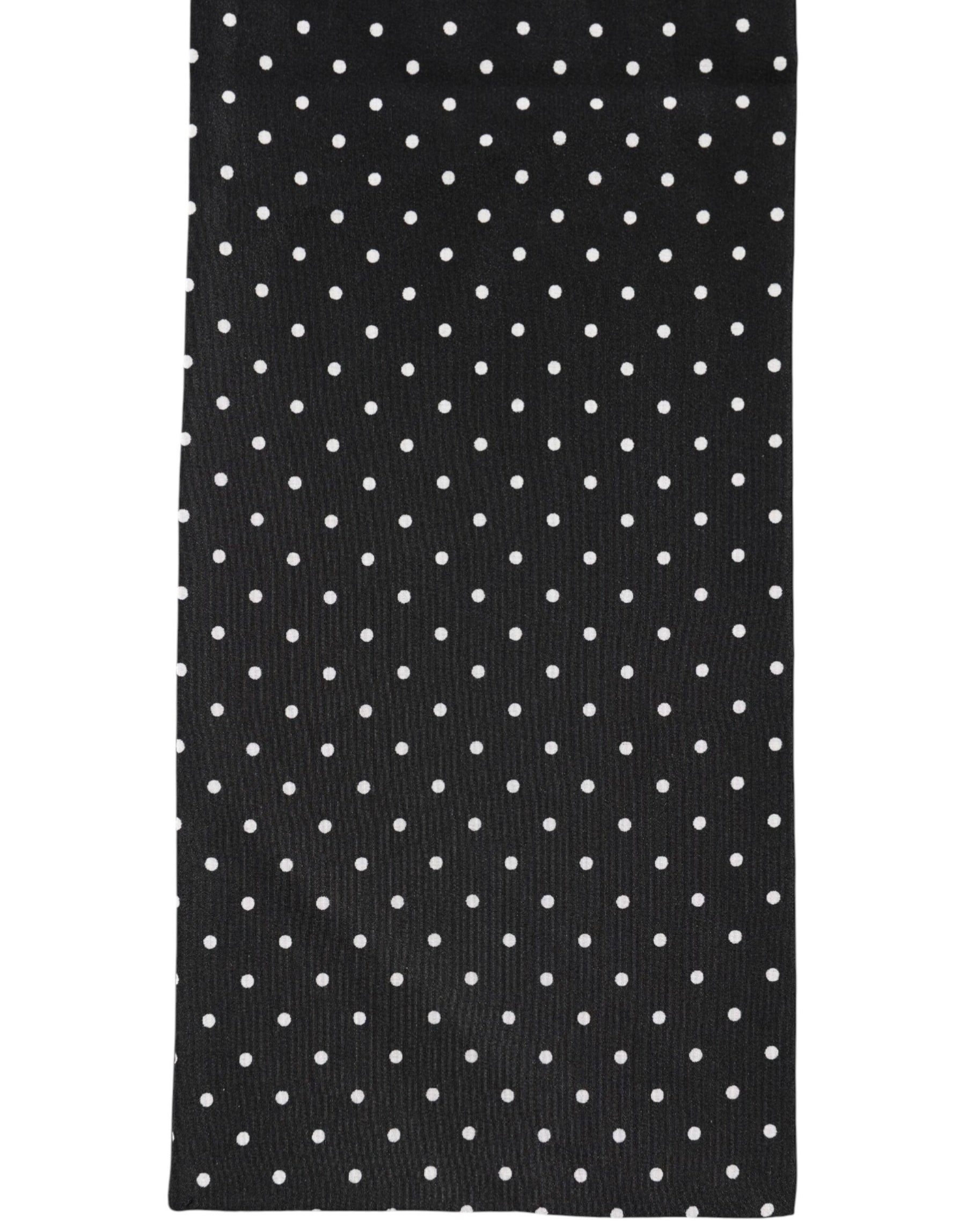 Dolce & Gabbana Black Polka Dot Neck Wrap Foulard 133.5cm x 12.5cm Scarf | Regal Royce