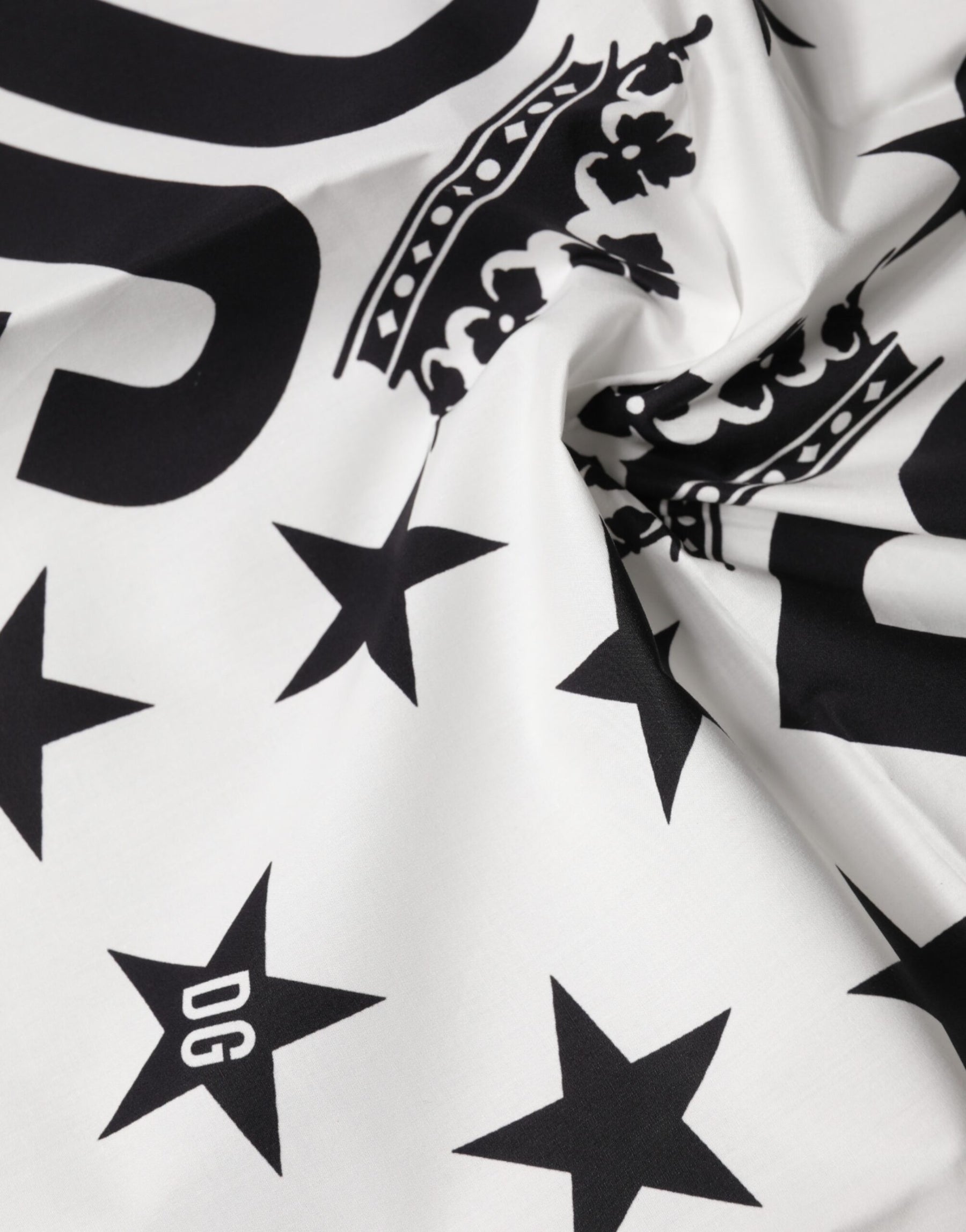 Dolce & Gabbana White DG Crown Print Square Foulard 52cm x 50.5cm Scarf | Regal Royce