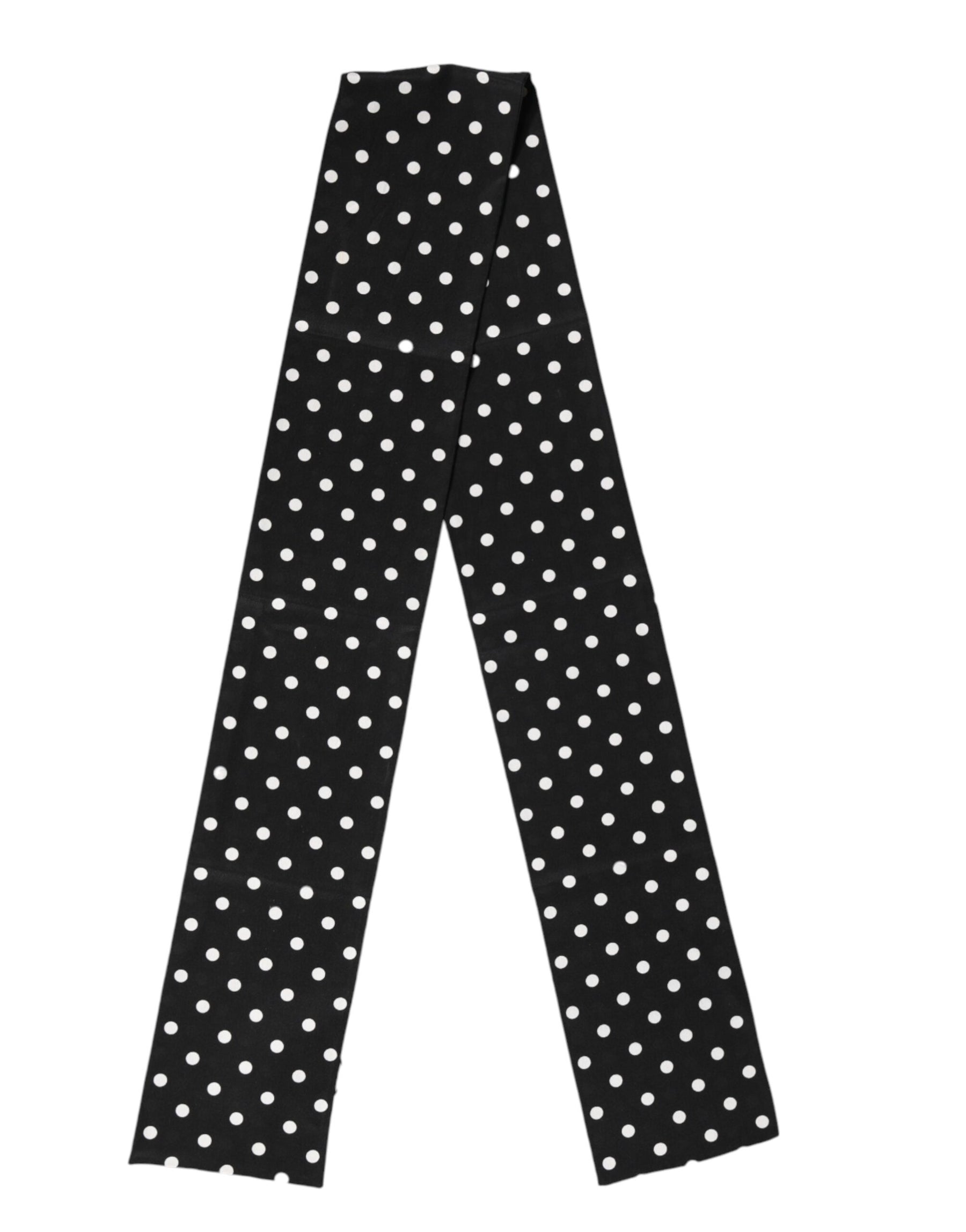 Dolce & Gabbana Black Polka Dot Neck Wrap Foulard 150cm x 12.5cm  Scarf | Regal Royce