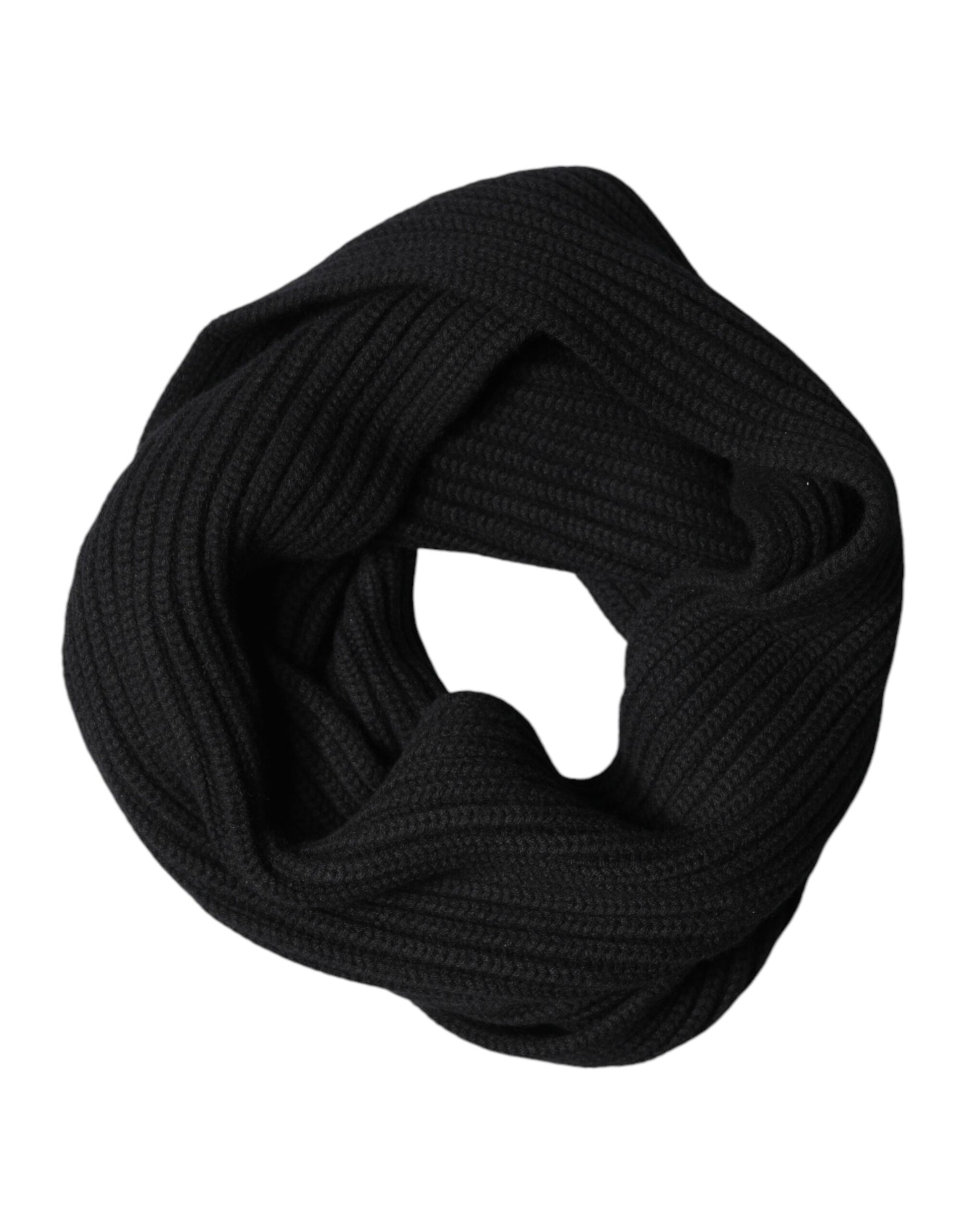 Dolce & Gabbana Black Cashmere Knit Neck Wrap Shawl 202cm x 26cm  Scarf | Regal Royce