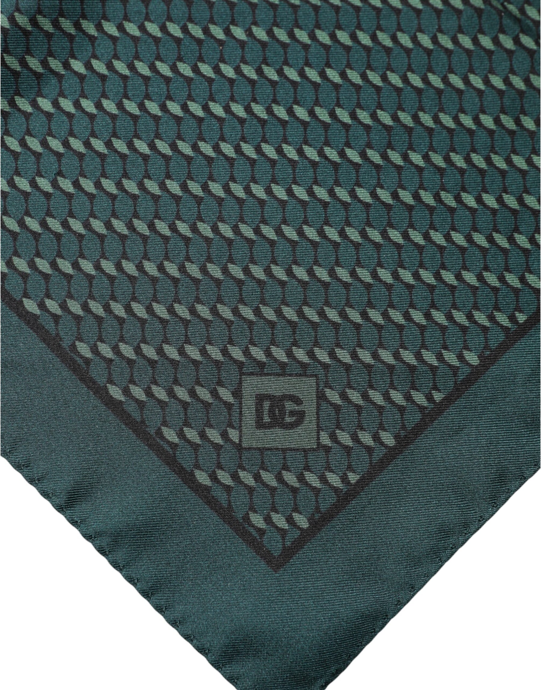Dolce & Gabbana Dark Green Silk Patterned Handkerchief 32cm x 31cm Scarf | Regal Royce