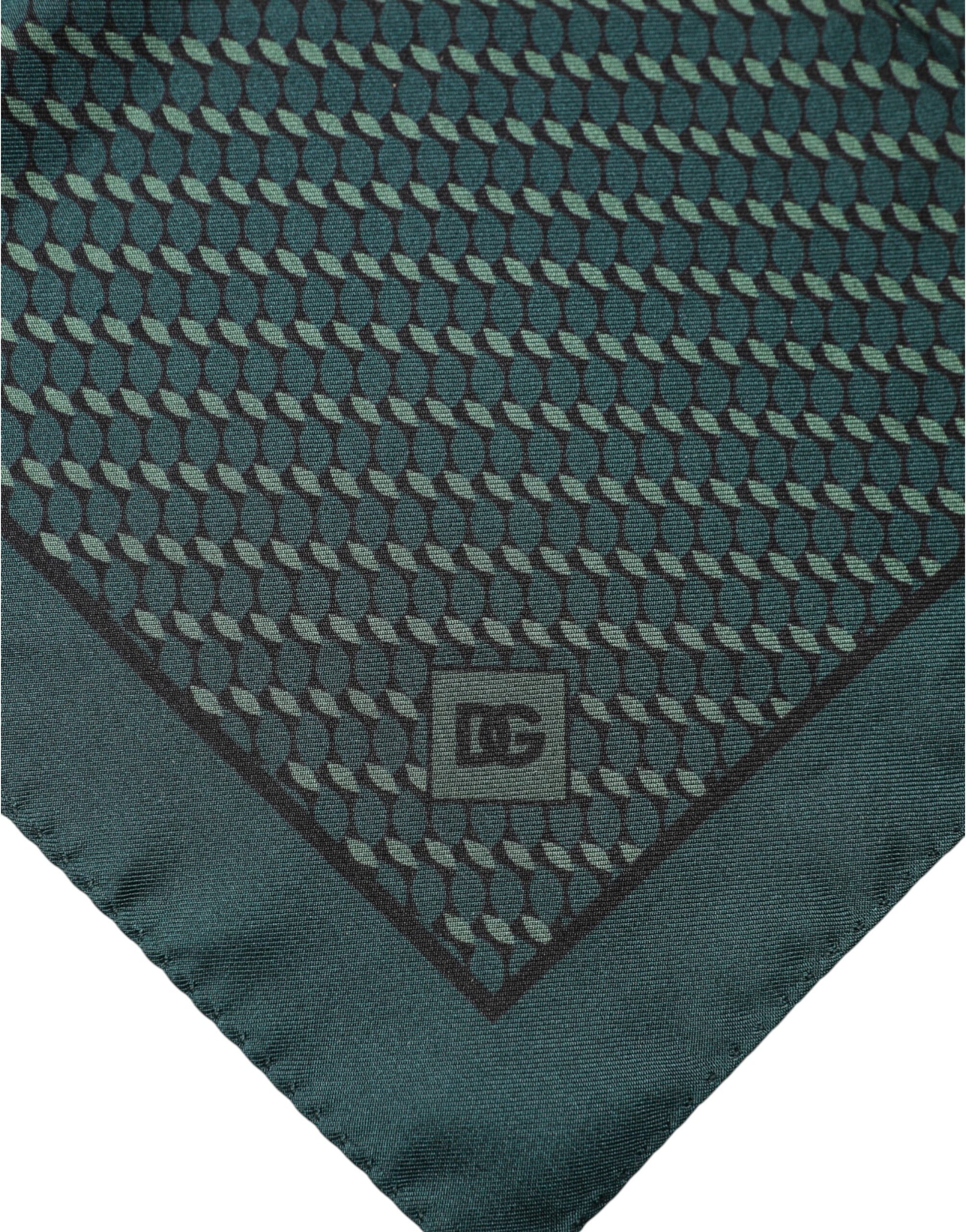 Dolce & Gabbana Dark Green Silk Patterned Handkerchief 32cm x 31cm Scarf | Regal Royce