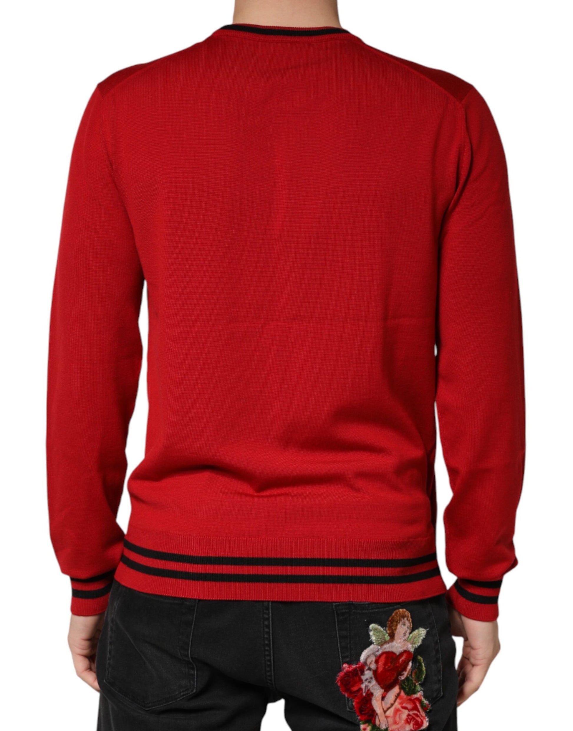 Dolce & Gabbana Red Lion Crown Logo Wool Crewneck Sweater | Regal Royce