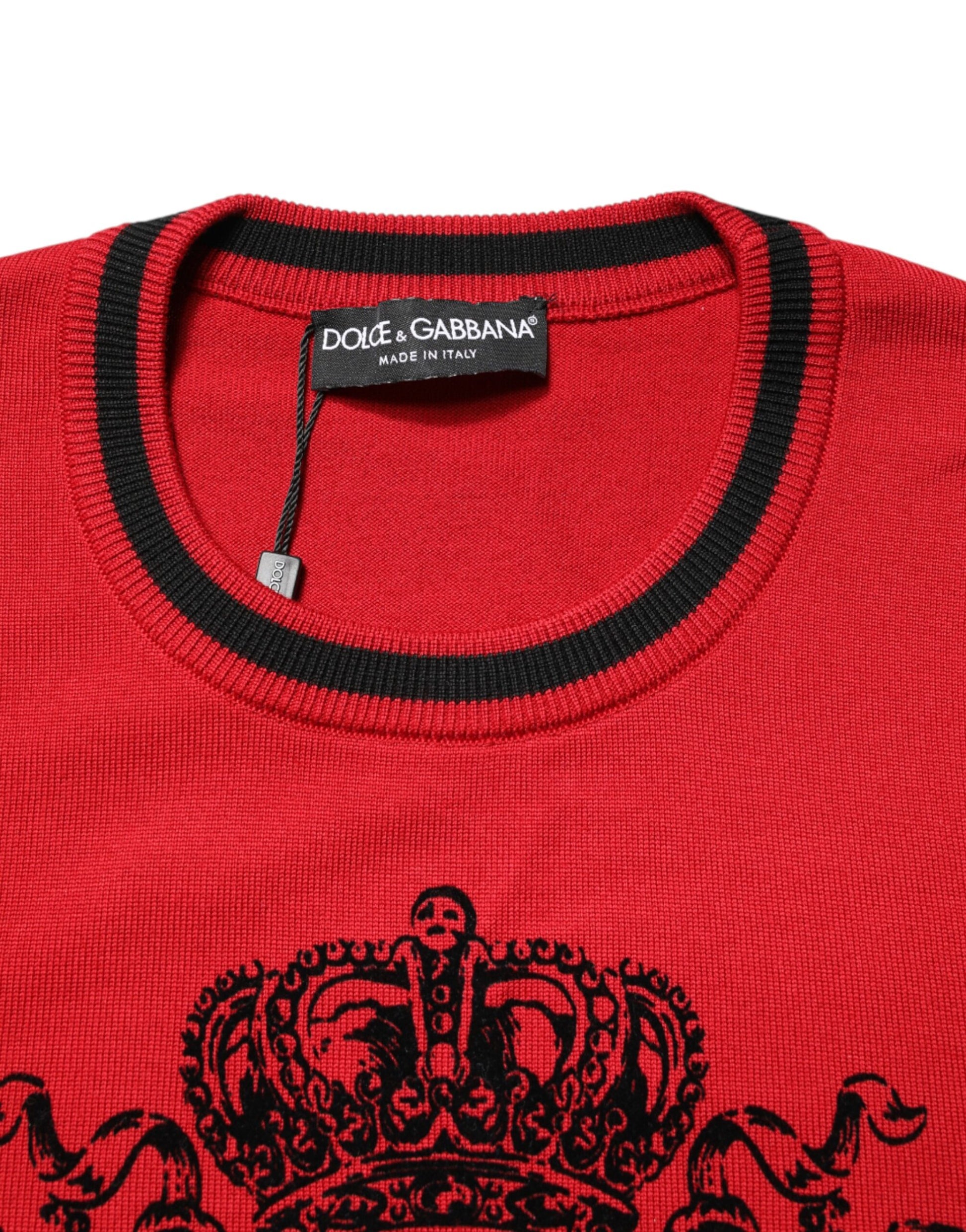 Dolce & Gabbana Red Lion Crown Logo Wool Crewneck Sweater | Regal Royce