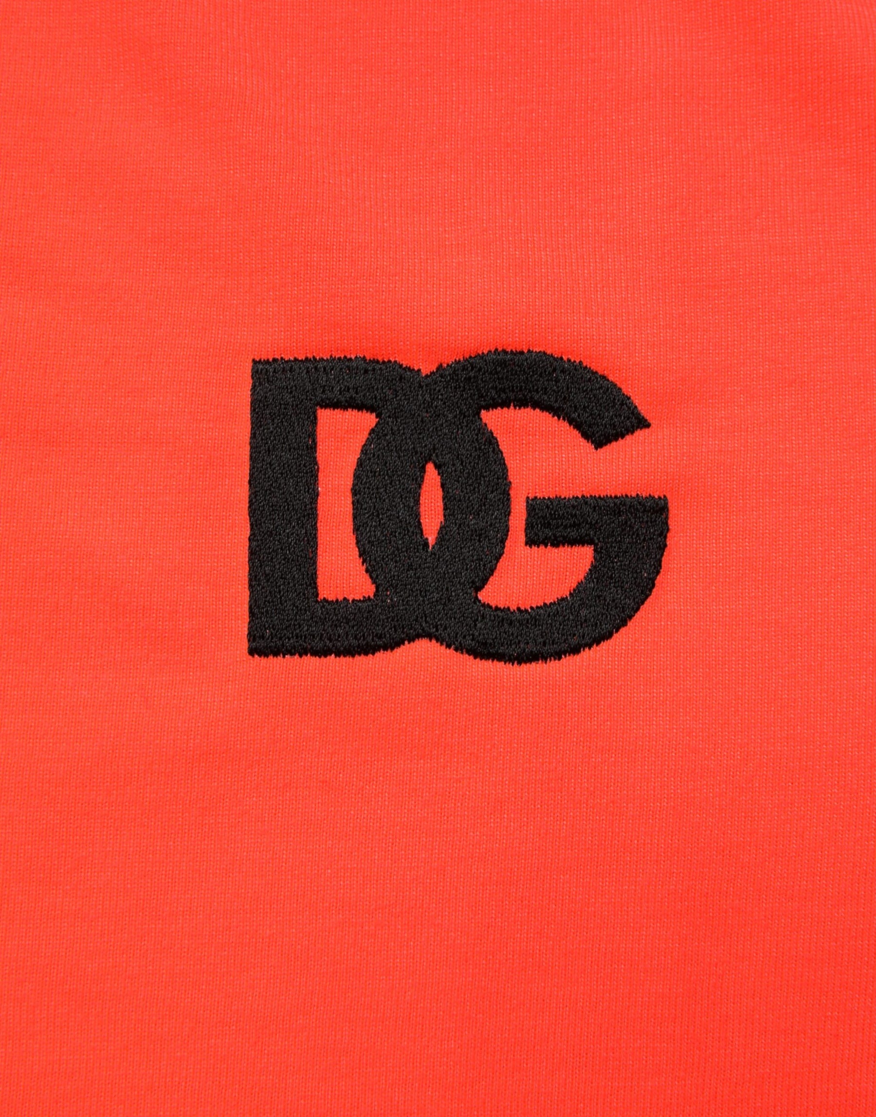 Dolce & Gabbana Neon Orange Polyester Crew Neck Men T-shirt | Regal Royce