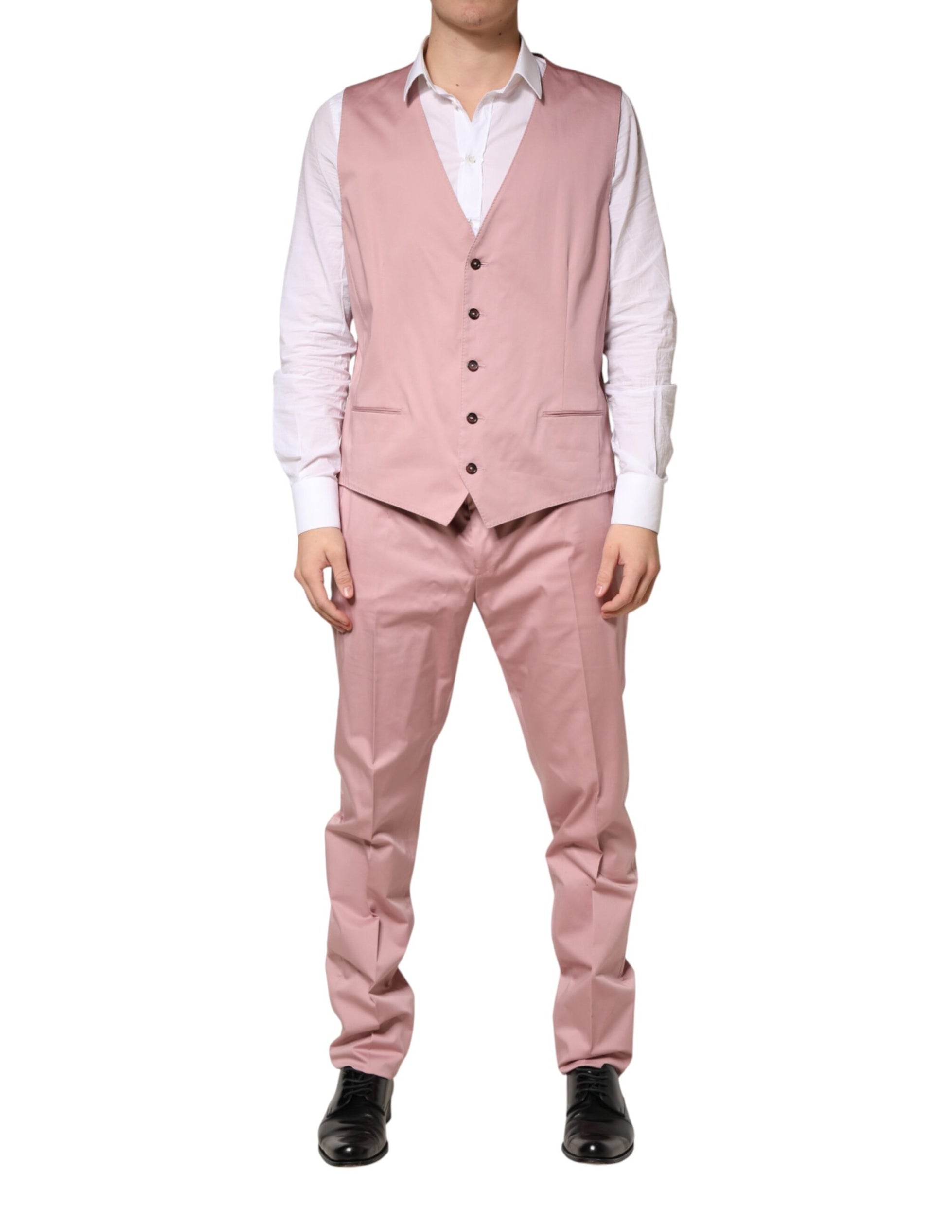Dolce & Gabbana Pink Cotton Single Breasted 3 Piece Suit | Regal Royce