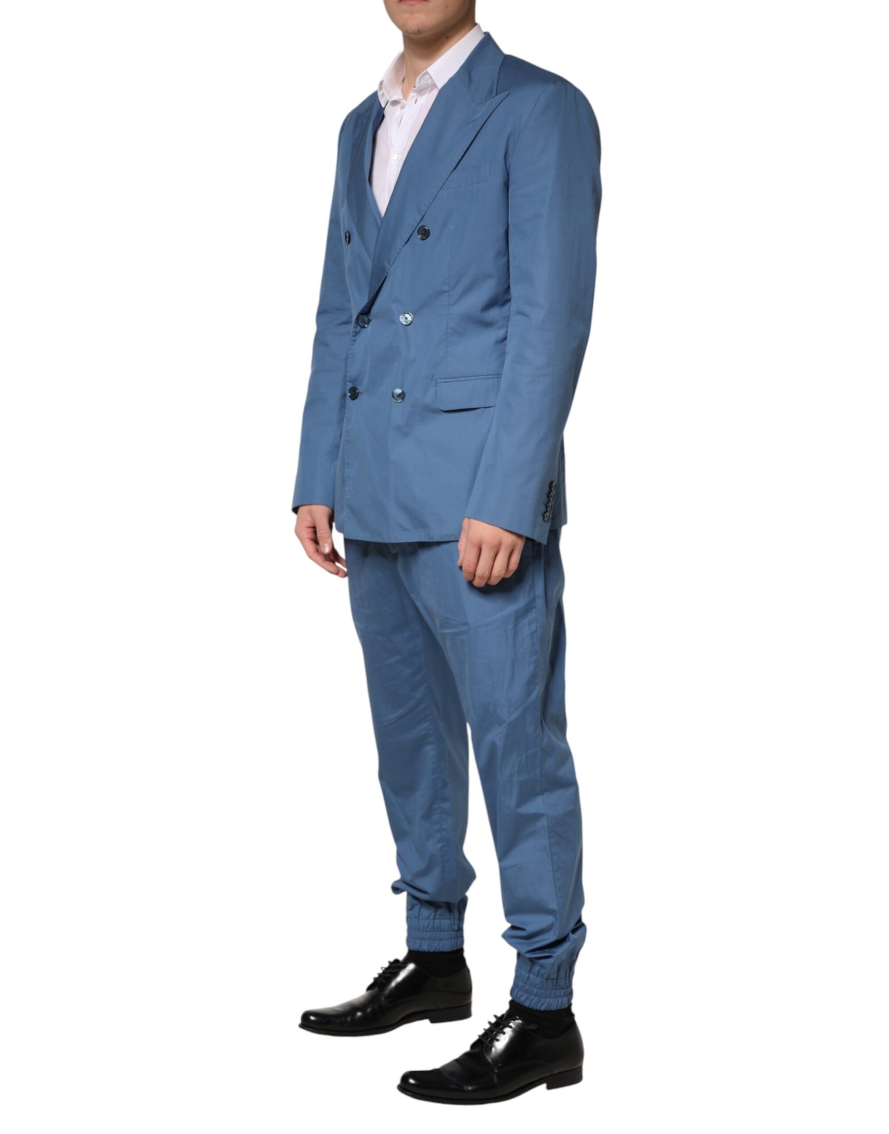 Dolce & Gabbana Blue Cotton Double Breasted 2 Piece  Suit | Regal Royce