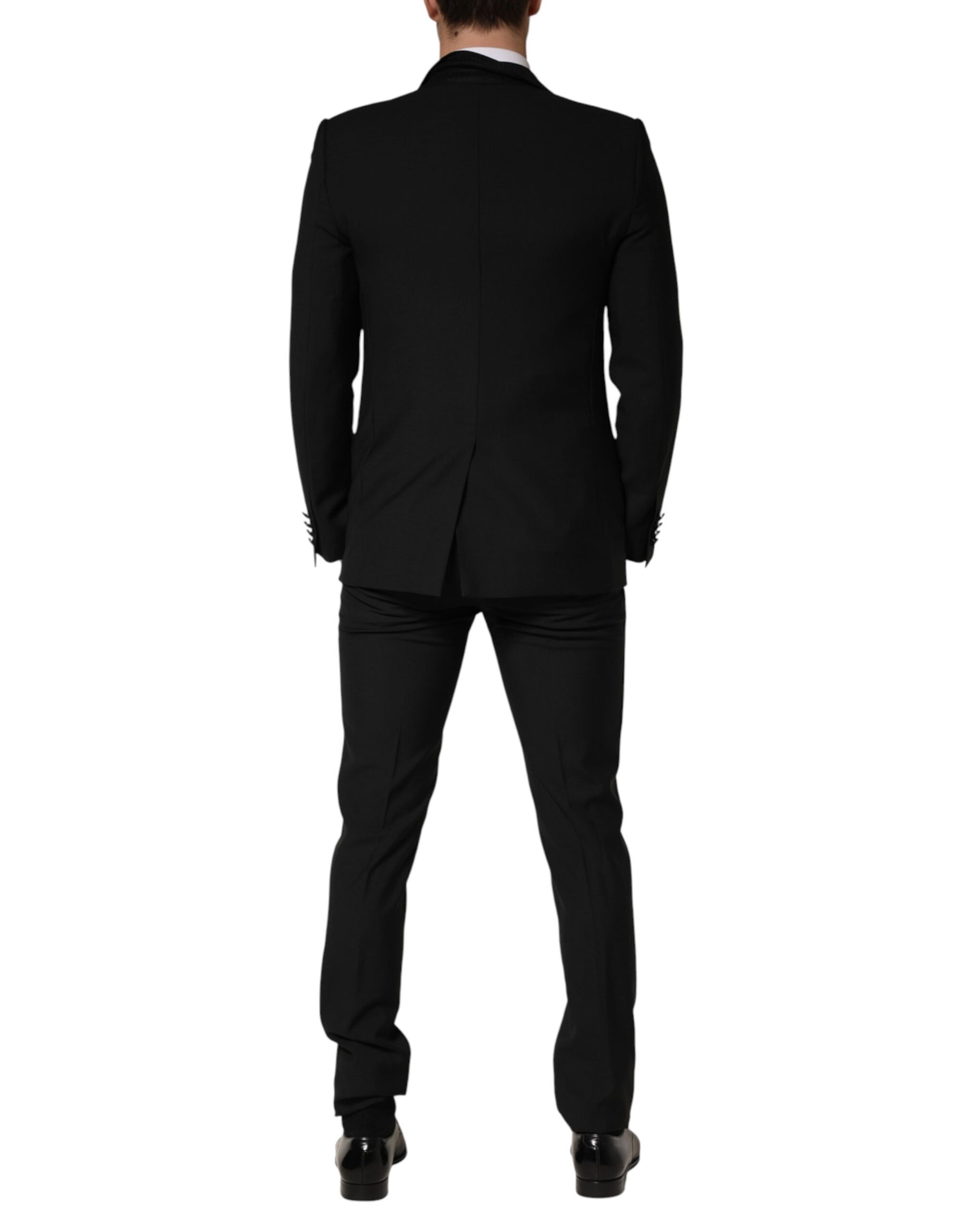 Dolce & Gabbana Black Wool Single Breasted 3 Piece Men Suit | Regal Royce