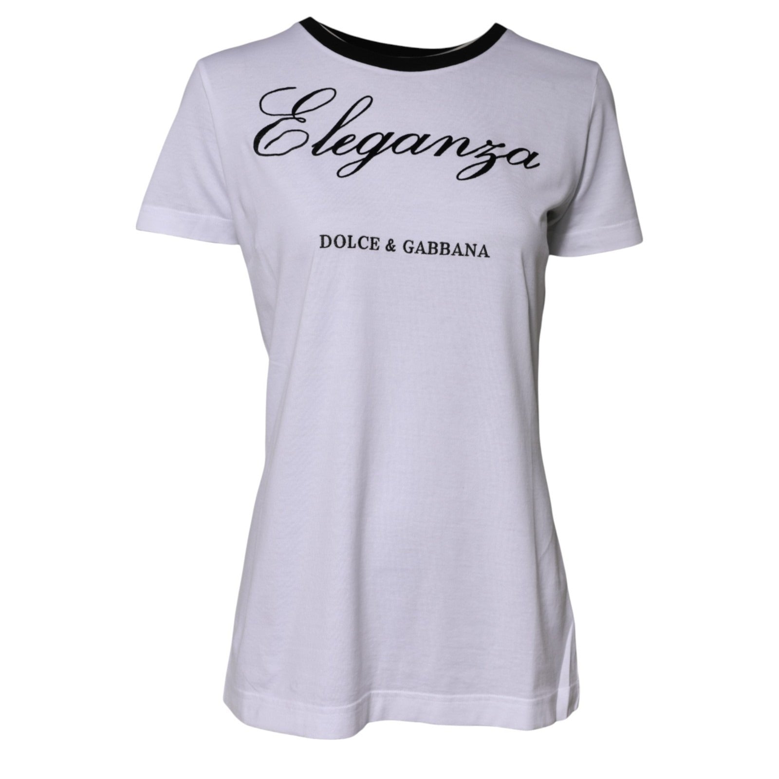 Dolce & Gabbana White Eleganza Cotton Crew Neck Tee T-shirt | Regal Royce