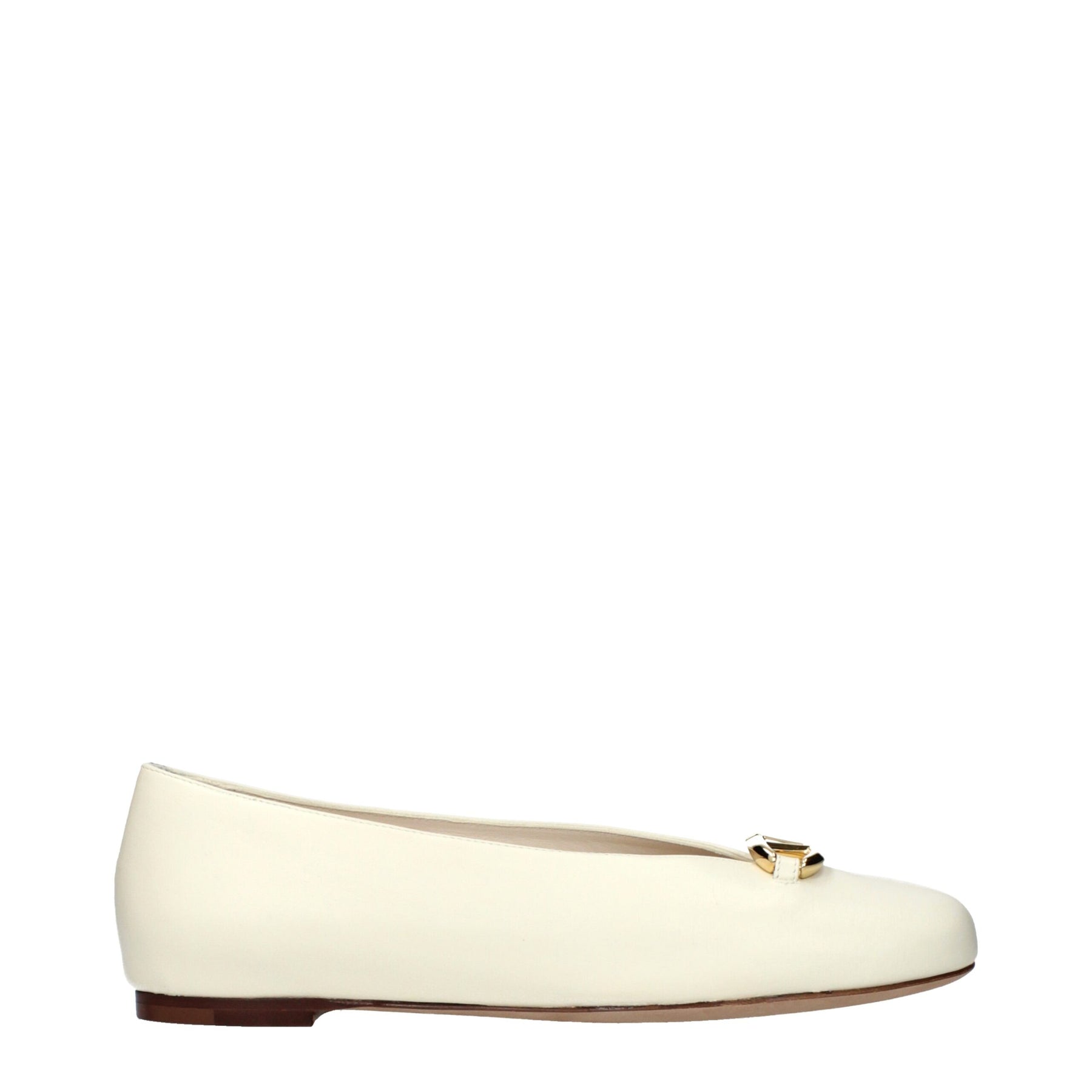 Valentino Garavani Beige Leather Ballet Flats | Regal Royce