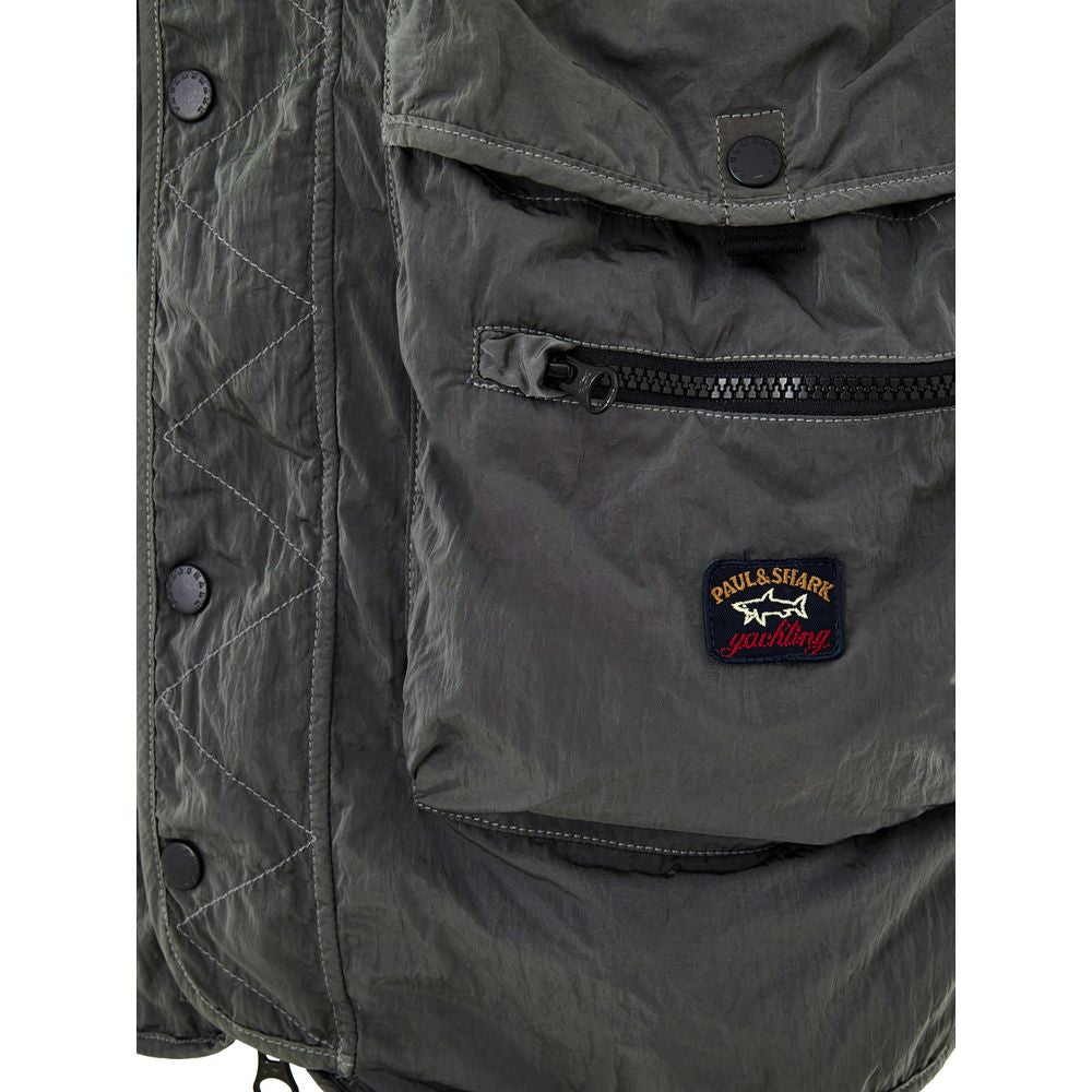 Paul & Shark Gray Polyester Sleveless Jacket | Regal Royce
