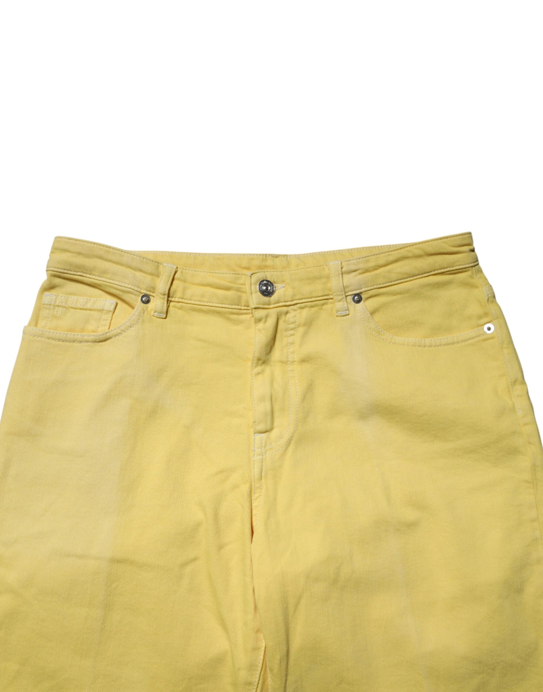 Nine In The Morning Yellow Tapered Mid Waist Denim Trouser Jeans | Regal Royce