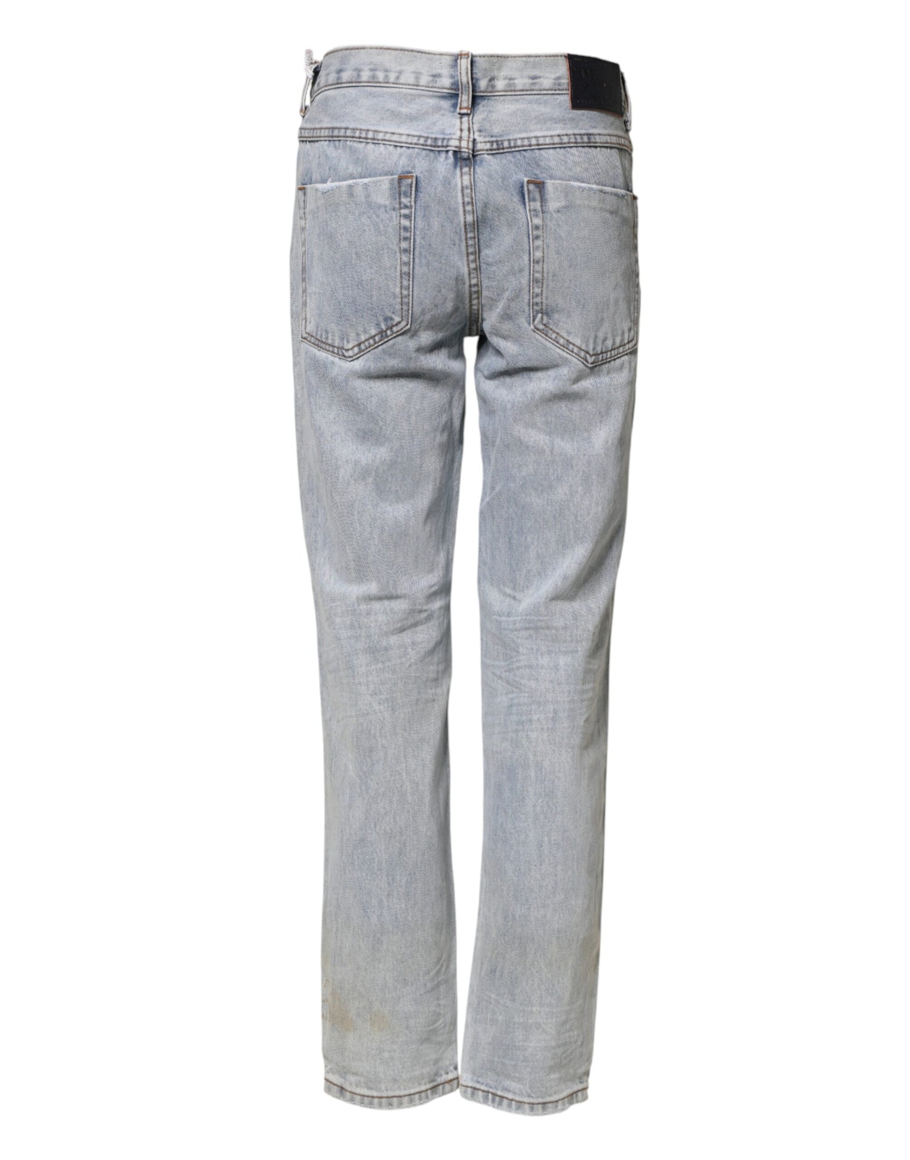 One Teaspoon Light Blue Tattered Mid Waist Straight Denim Jeans | Regal Royce