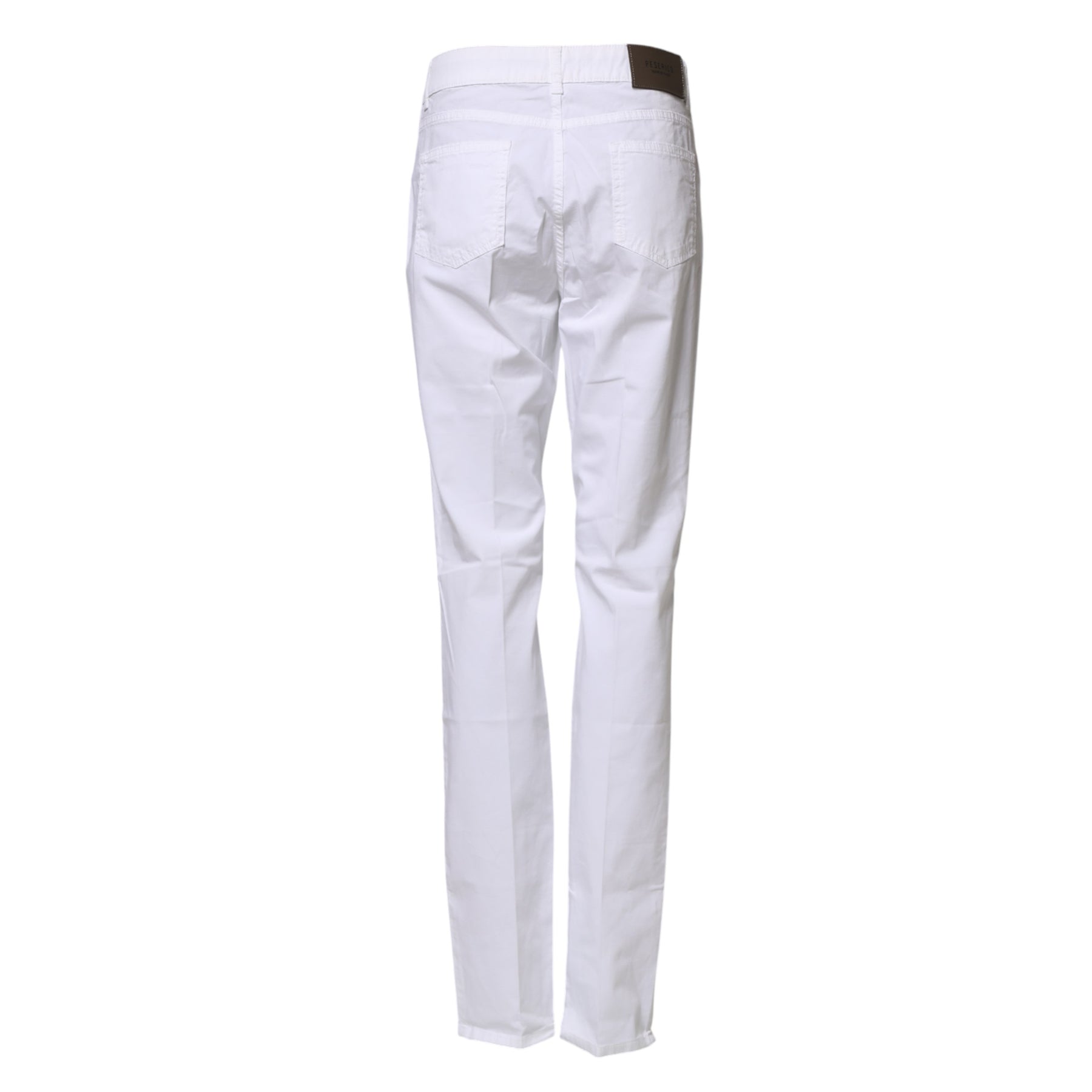 Peserico White Cotton Skinny Mid Waist Chino Trouser Pants | Regal Royce