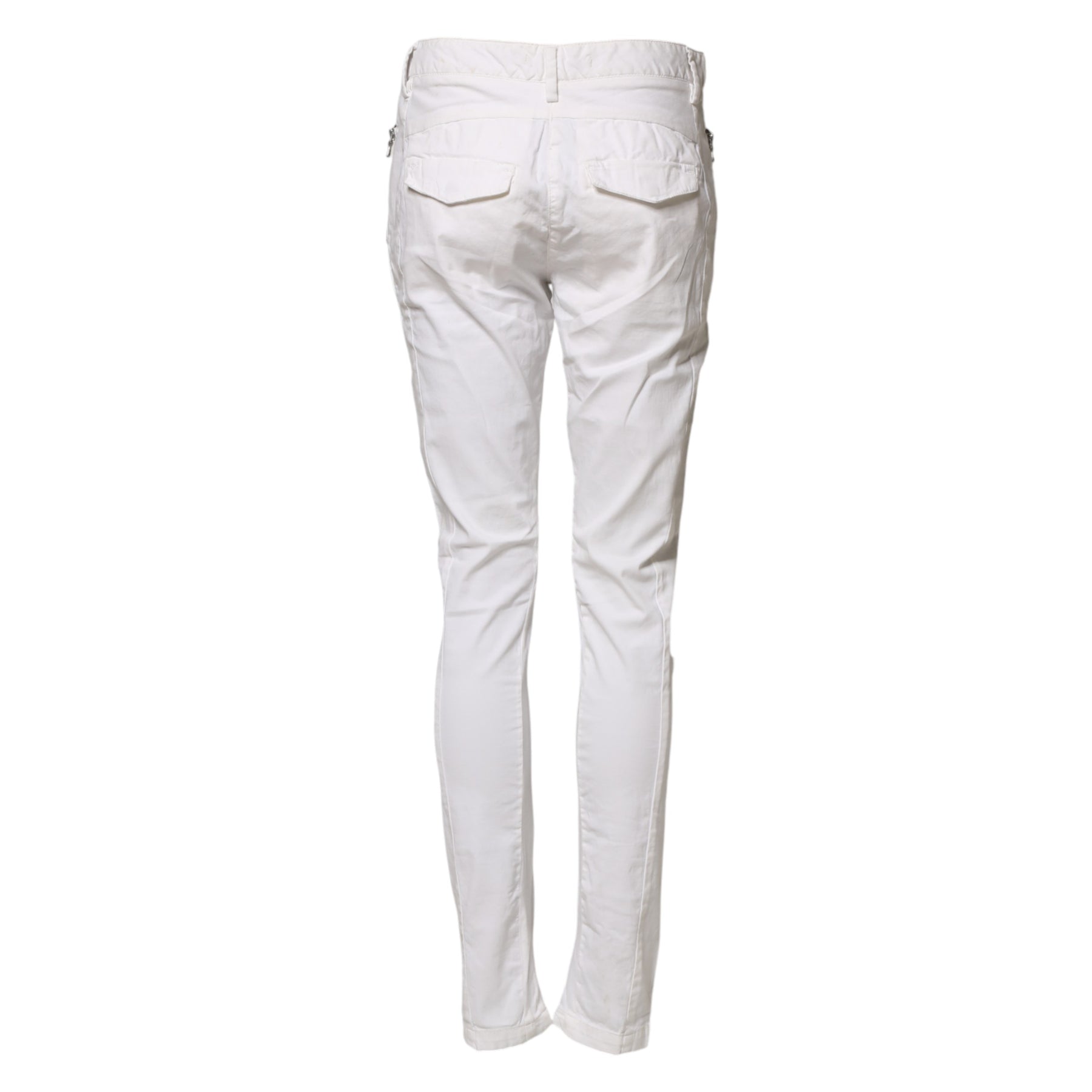 Gaudi White Mid Waist Skinny Chino Cotton Trouser Pants | Regal Royce