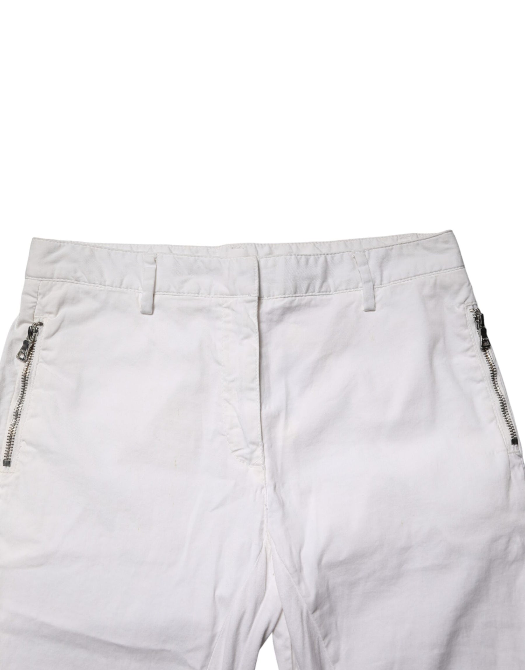 Gaudi White Mid Waist Skinny Chino Cotton Trouser Pants | Regal Royce