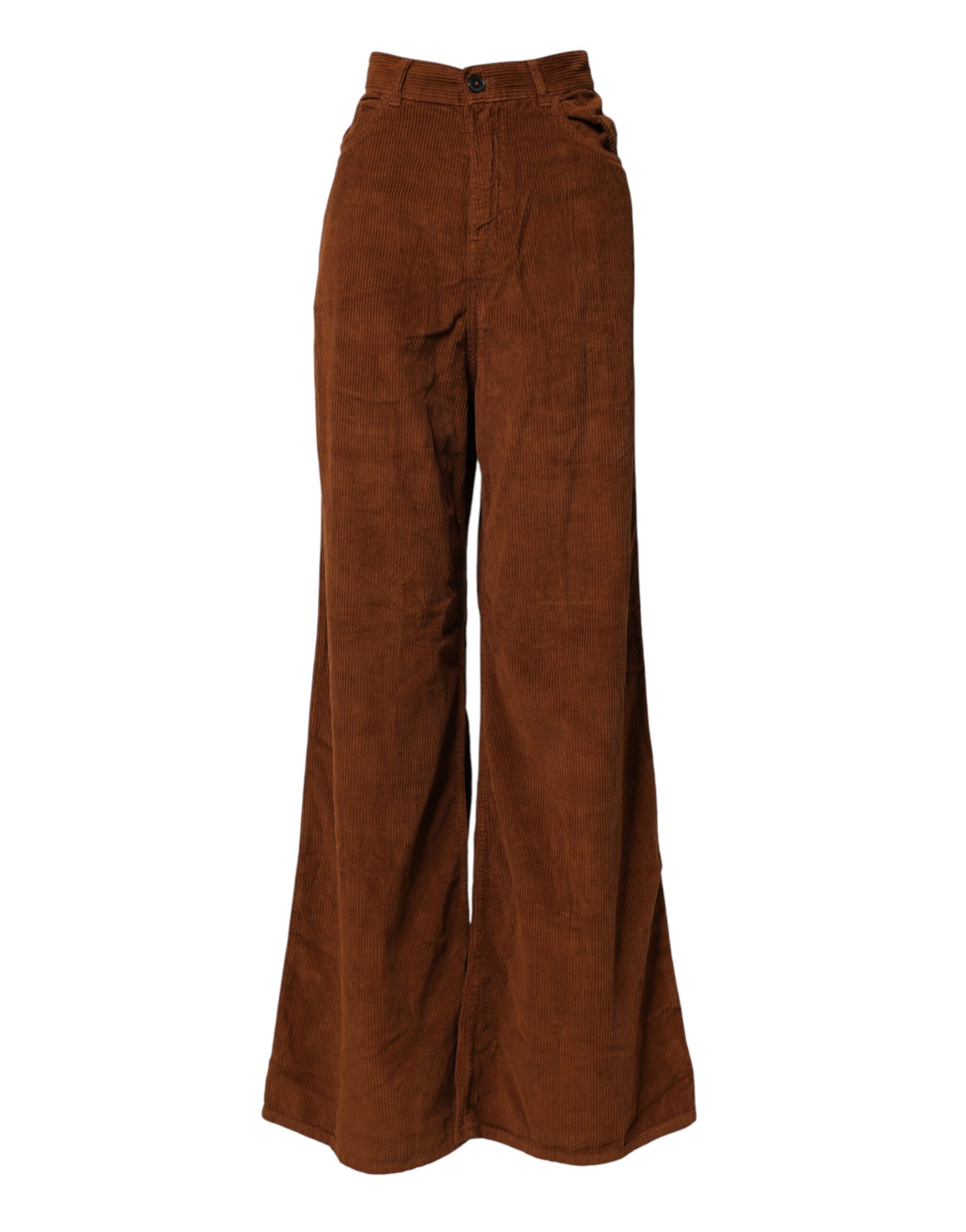 Jucca Brown Wide Leg High Waist Corduroy Denim Trouser Jeans | Regal Royce