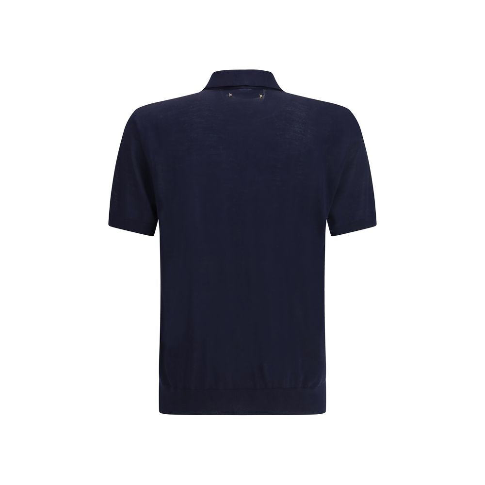 Golden Goose Blue Merino Wool Polo Shirt | Regal Royce