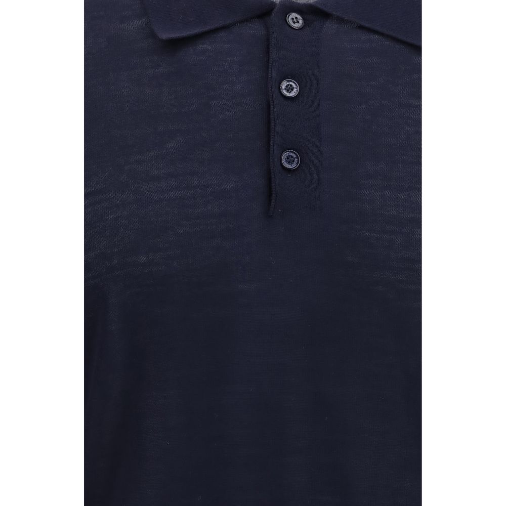 Golden Goose Blue Merino Wool Polo Shirt | Regal Royce