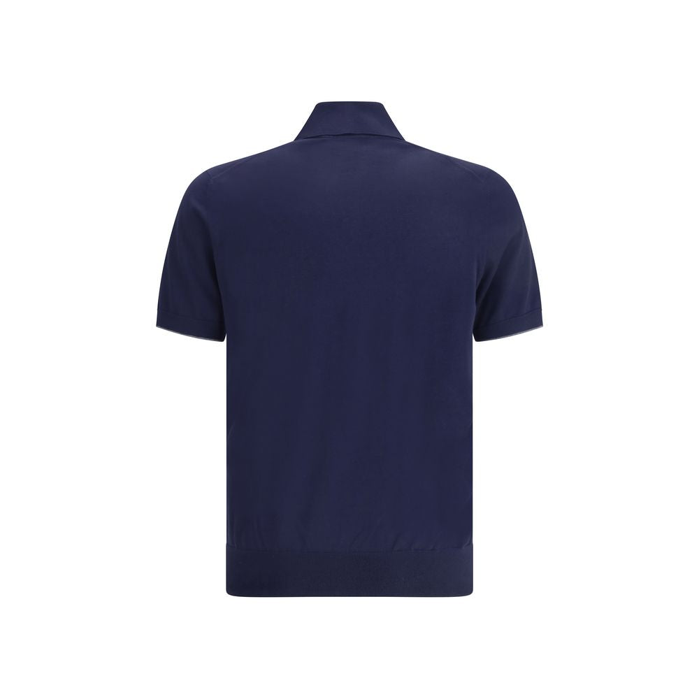 Brunello Cucinelli Blue Cotton Polo Shirt | Regal Royce