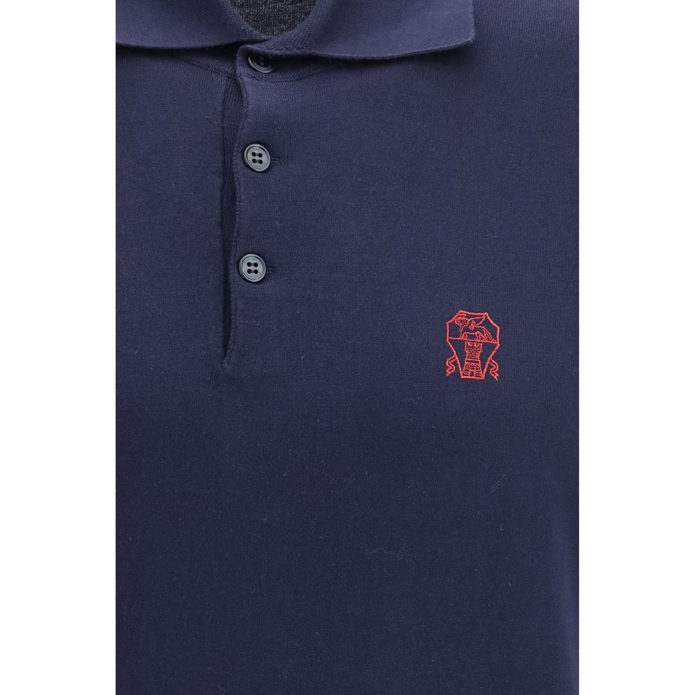 Brunello Cucinelli Blue Cotton Polo Shirt | Regal Royce