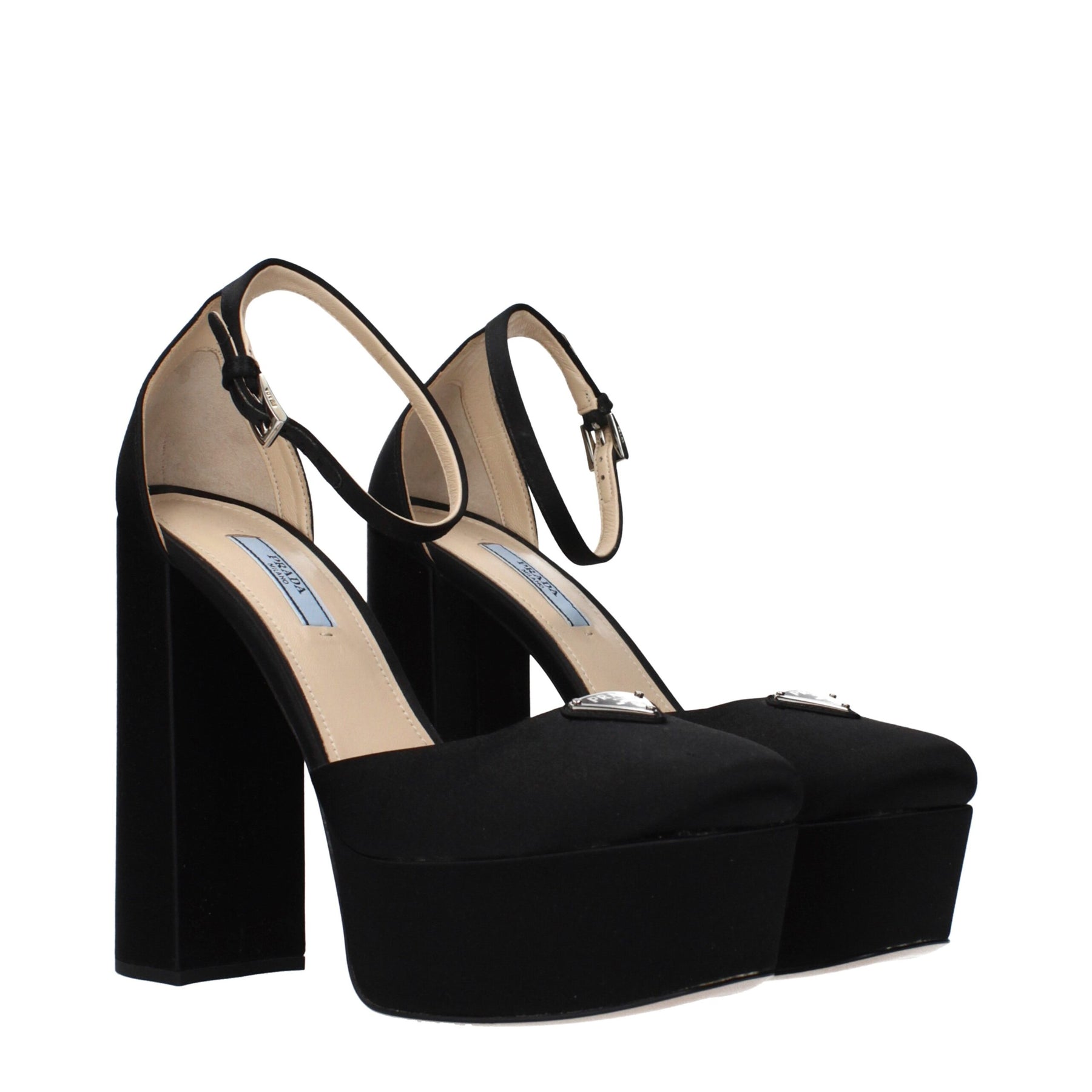 Prada Black Satin Platform Pumps | Regal Royce