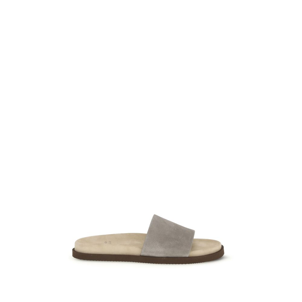 Brunello Cucinelli Gray Lamb Ovis Aries Aries Sandals | Regal Royce