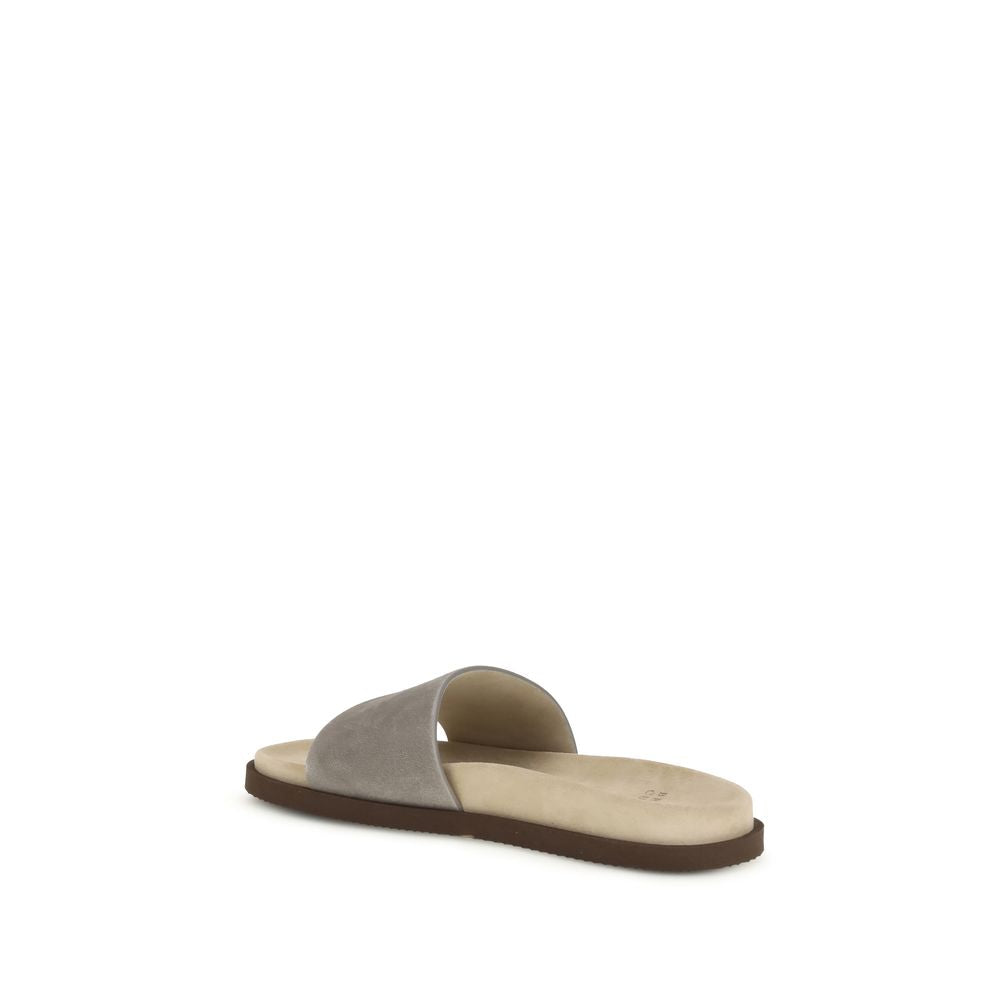 Brunello Cucinelli Gray Lamb Ovis Aries Aries Sandals | Regal Royce